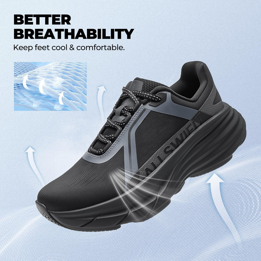 ALLSWIFIT Women's Cushion Lightweight Walking Running Shoes Tennis Non-Slip Comfortable Jogging Workout Gym Athletic Breathable ActiveAiry Fashion Sneakers,Size 7.5,Black,AWUMRS2513