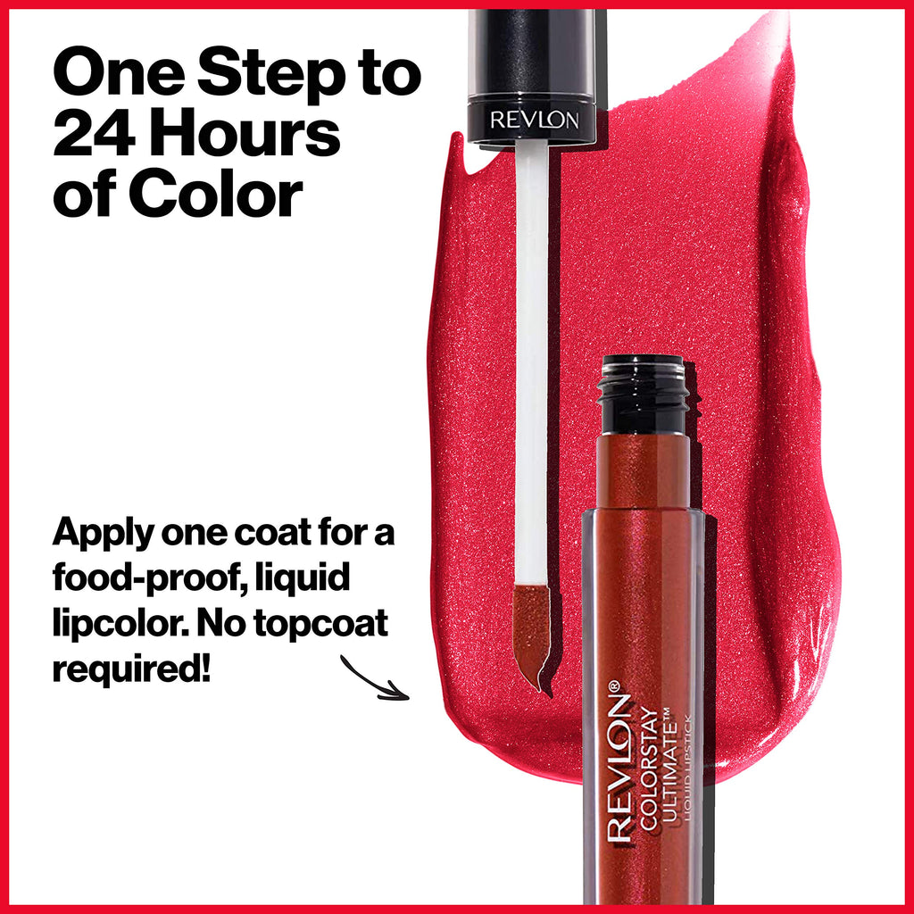 Revlon ColorStay Ultimate Liquid Lipstick, Longwear Rich Lip Colors, Wears for Up to 24 Hours, Satin Finish, 060 Ultimate Orchid, 0.1 fl oz