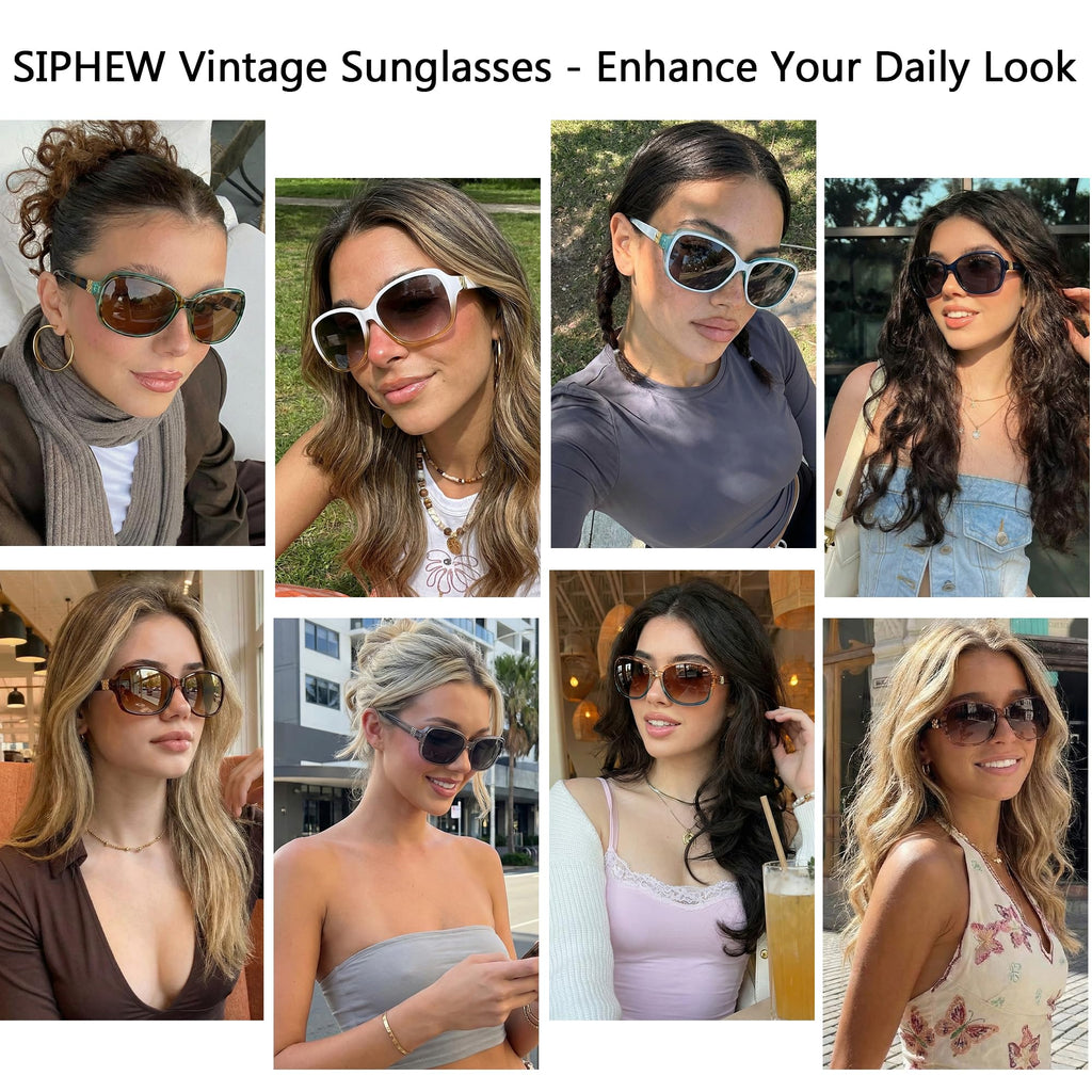 SIPHEW Polarized Sunglasses Womens Trendy, Classic Square Sun Glasses for Women UV Protection Wrap Shades