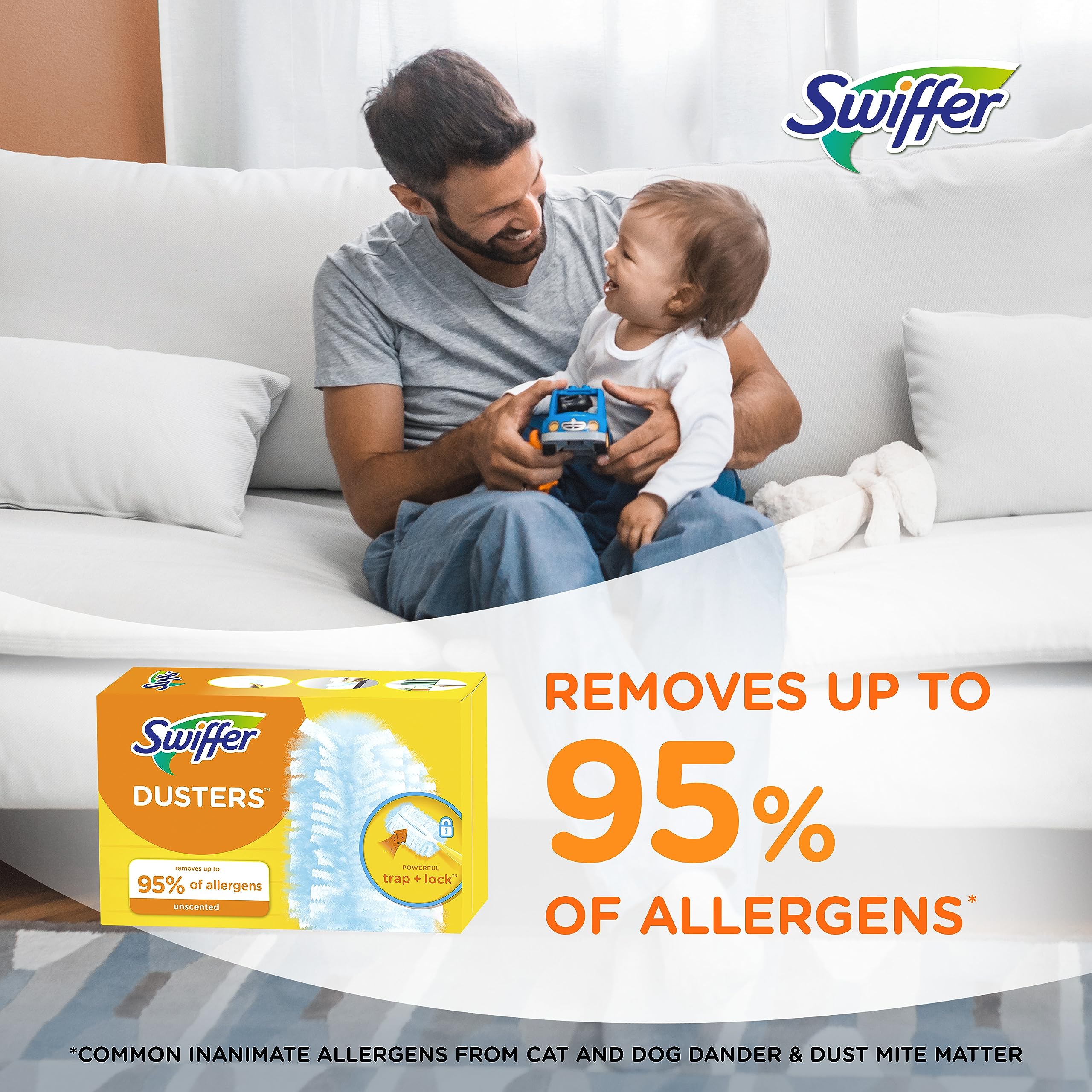 Swiffer Dusters Refill for Cleaning, Made by SWIFFER, Feather & Microfiber Duster Disposable Alternative, for Dusting Furniture, Blinds, Ceiling Fans, Walls, Helps Remove Allergens, Unscented, 18ct