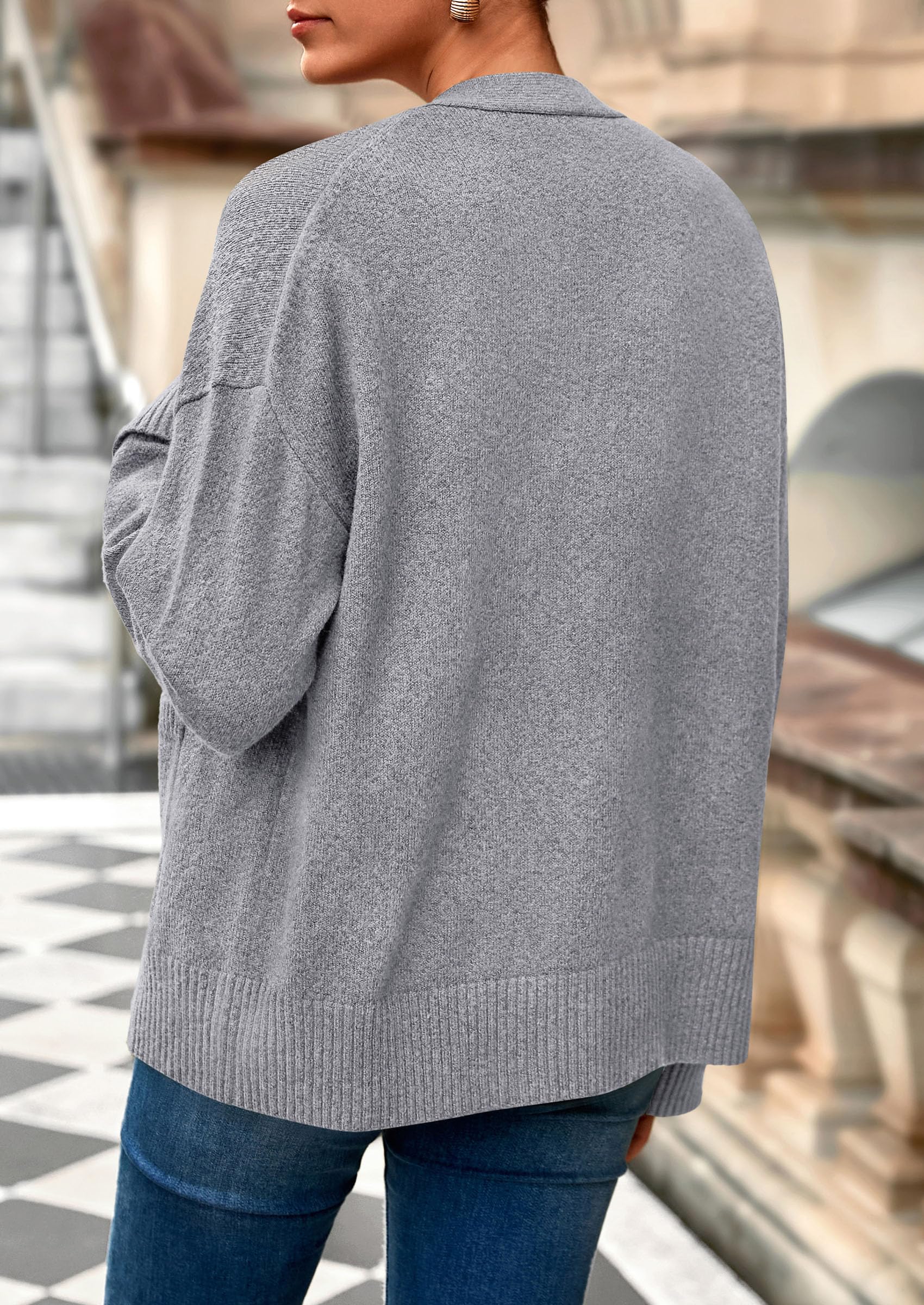 PRETTYGARDEN Women's 2026 Oversized Cardigan Sweaters Trendy Chunky Knit Long Sleeve V Neck Button Down Fall Winter Outfits (Grey,Small)