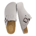 CUSHIONAIRE Hana Womens Clogs | Comfortable Vegan Suede Clogs for Women | Slip On Potato Shoes with Cork Footbed & Arch Support, Ivory 11