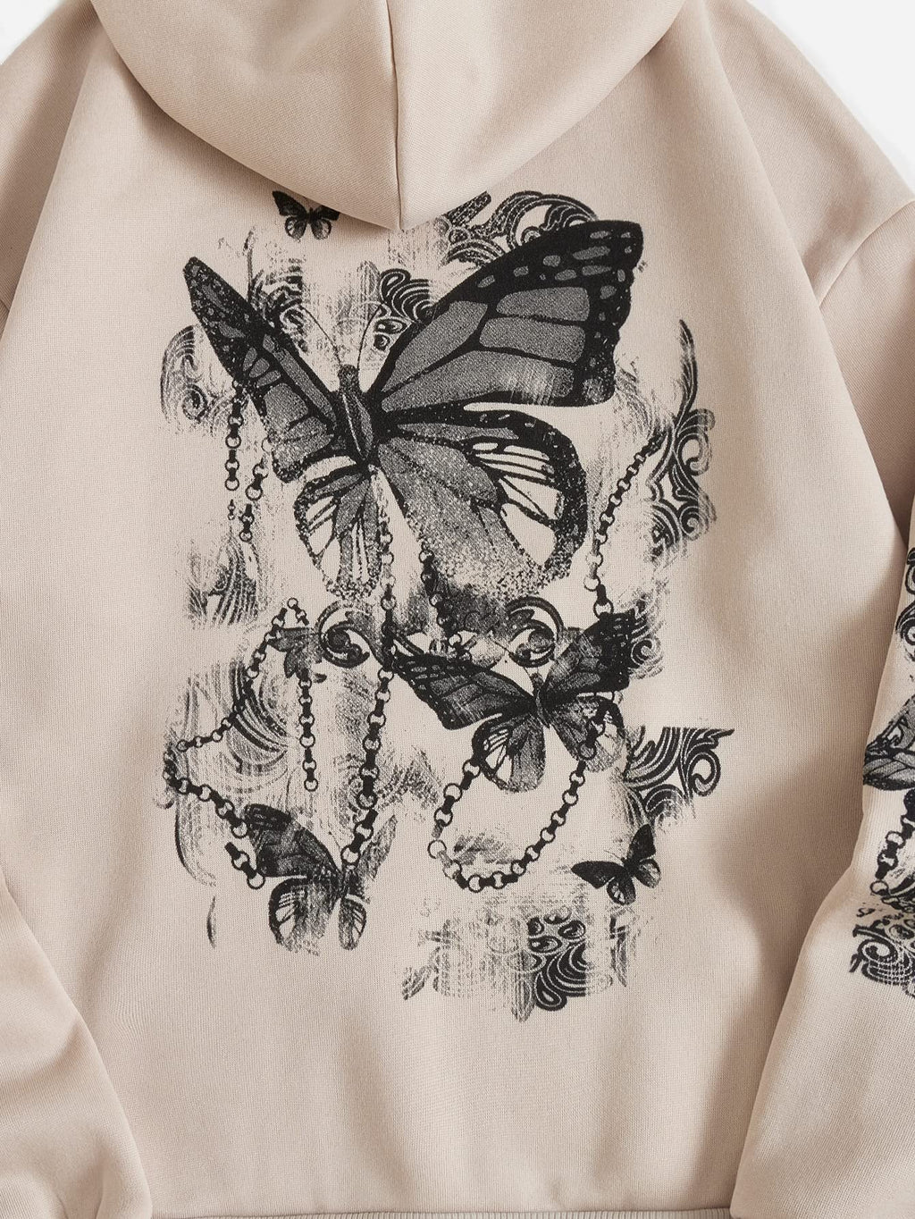 SOLY HUX Women's Graphic Hoodies Butterfly Print Long Sleeve Drawstring Pocket Sweatshirt Pullover Tops Apricot Graphic M