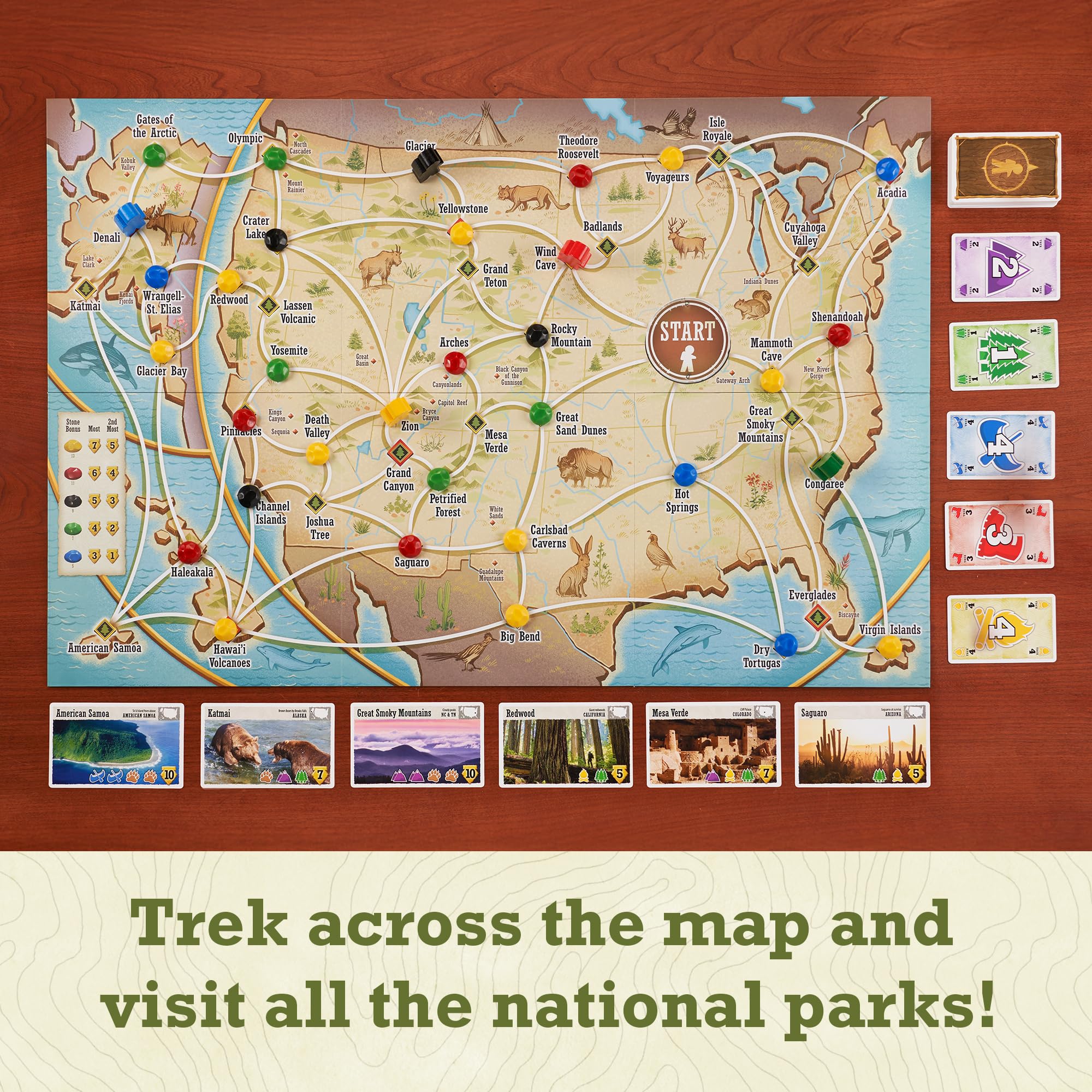Underdog Games Trekking The National Parks - Award-Winning Family Board Game for Kids Ages 10+ - Easy to Learn, Fun Activities for 1-5 Players, Great for Family Bonding & for National Parks Lovers