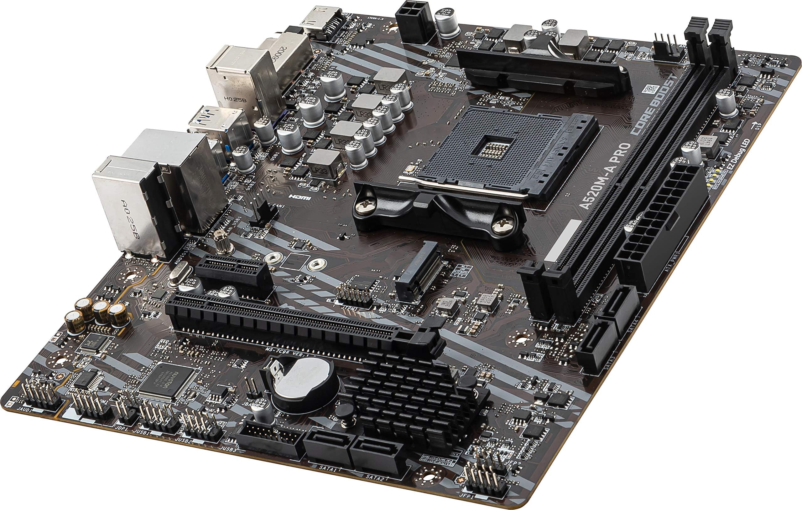 MSI A520M-A PRO Gaming Motherboard (AMD Ryzen 5000, AM4, DDR4, PCIe 3.0, SATA 6Gb/s, M.2, USB 3.2 Gen 1, DVI/HDMI, Micro-ATX)