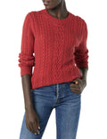 Amazon Essentials Women's Soft Fisherman Cable Knit Long-Sleeve Crewneck Sweater (Available in Plus Size), Dark Red, Large