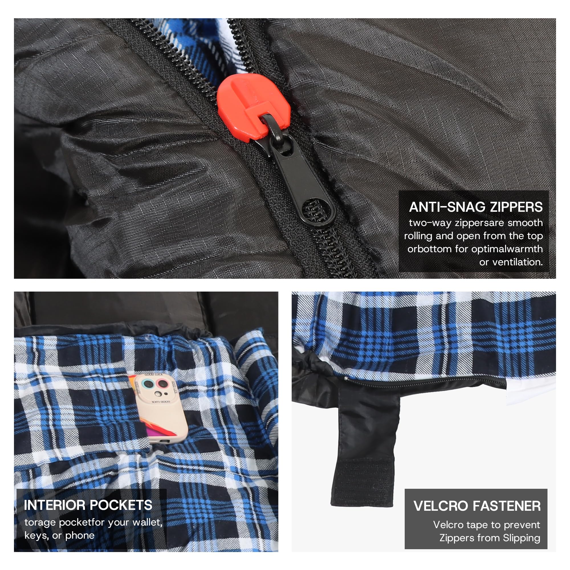 FJALLNOK Warm & Cold Weather Sleeping Bag,100% Cotton Flannel,Extra-Large for Adults & Kids,Lightweight Waterproof for Camping Hiking and Backpacking,Free Compression Sack
