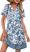 WIHOLL Summer Dresses for Women 2026 Vacation Casual Beach Hawailan Boho Mini Dress Flowy Cruise Travel Floral Spring Short Sleeve Wedding Guest Dress XL