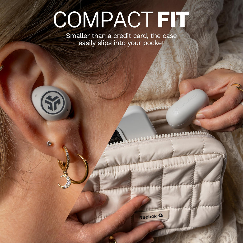 JLab Go Pop ANC True Wireless Earbuds & Charging Case, Cloud White, Active Noise Cancelling, 10mm Drivers, Dual Connect, Customize Your Sound with App, Be Aware Mode, Compact Fit, MEMS Microphone