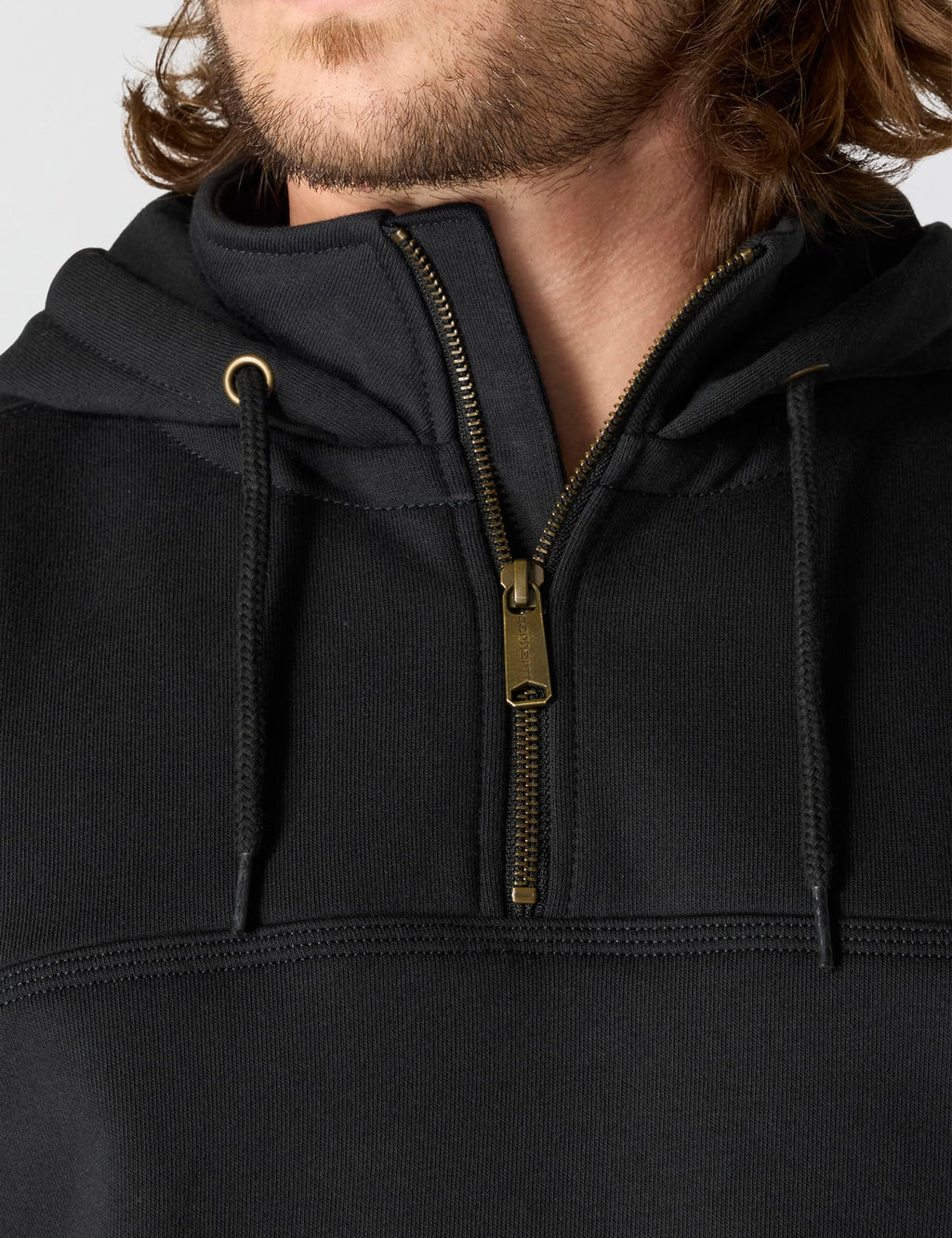 Carhartt Men's Rain Defender Paxton Heavyweight Hooded Zip Mock Neck Sweatshirt,Black,Large