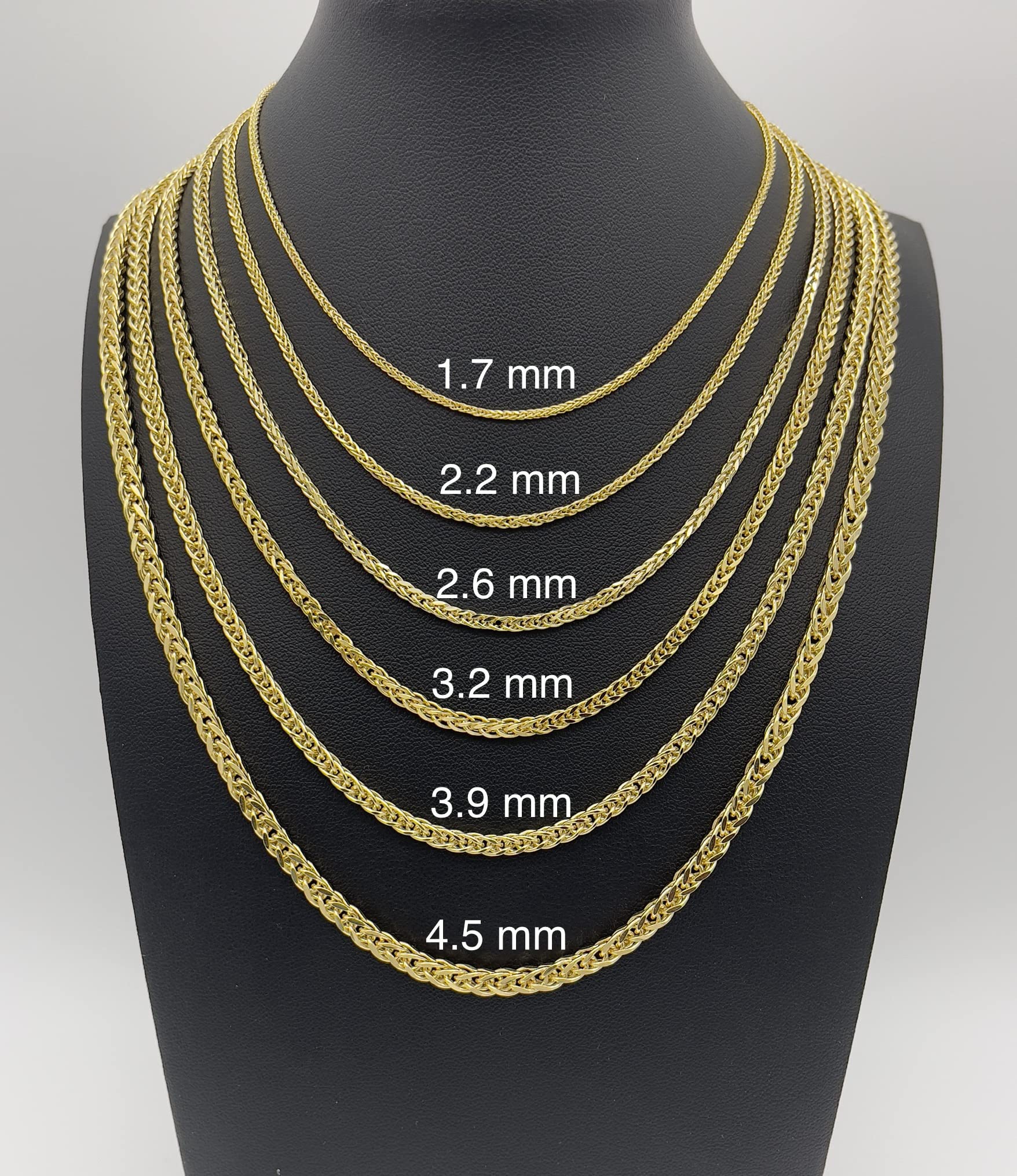 JEWELHEART 14K Gold Square Wheat Chain Necklace - 2.6mm Braided 14K Yellow Gold Chain For Men Foxtail Gold Chain Diamond Cut Real Gold Necklaces For Women with Lobster Clasp 24"