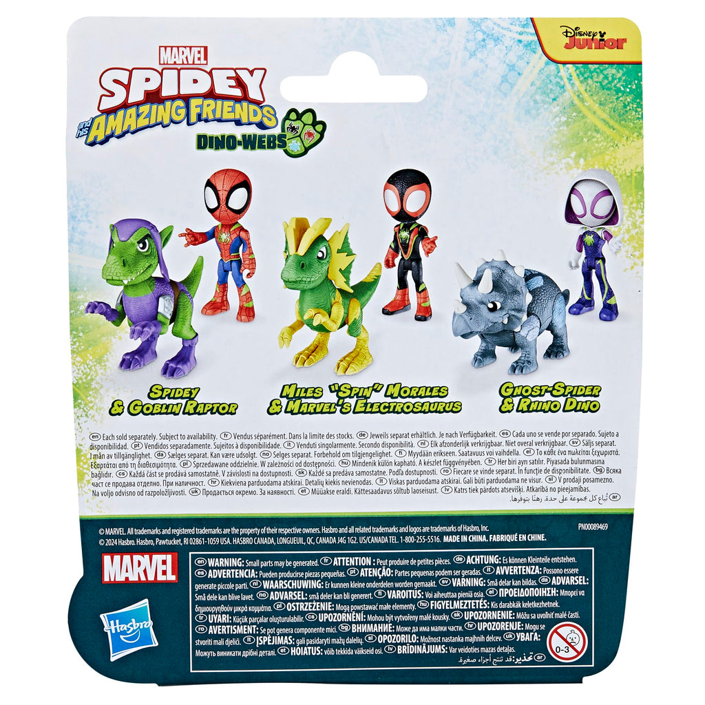 Marvel Spidey and His Amazing Friends Dino-Webs, Spidey and Goblin Raptor Action Figures Set, Super Hero Toys for Boys and Girls Ages 3 and Up