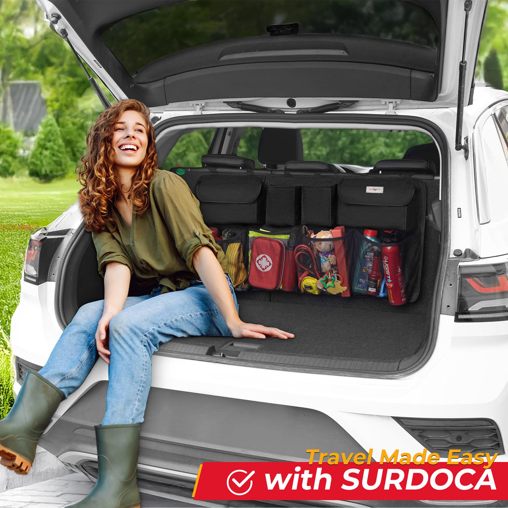 SURDOCA Car Trunk Organizer, LARGE CAPACITY Car Storage Bag with 8 Pockets, 7X Upgraded Trunk Storage Organizer for Car, SUV, Truck, MPV