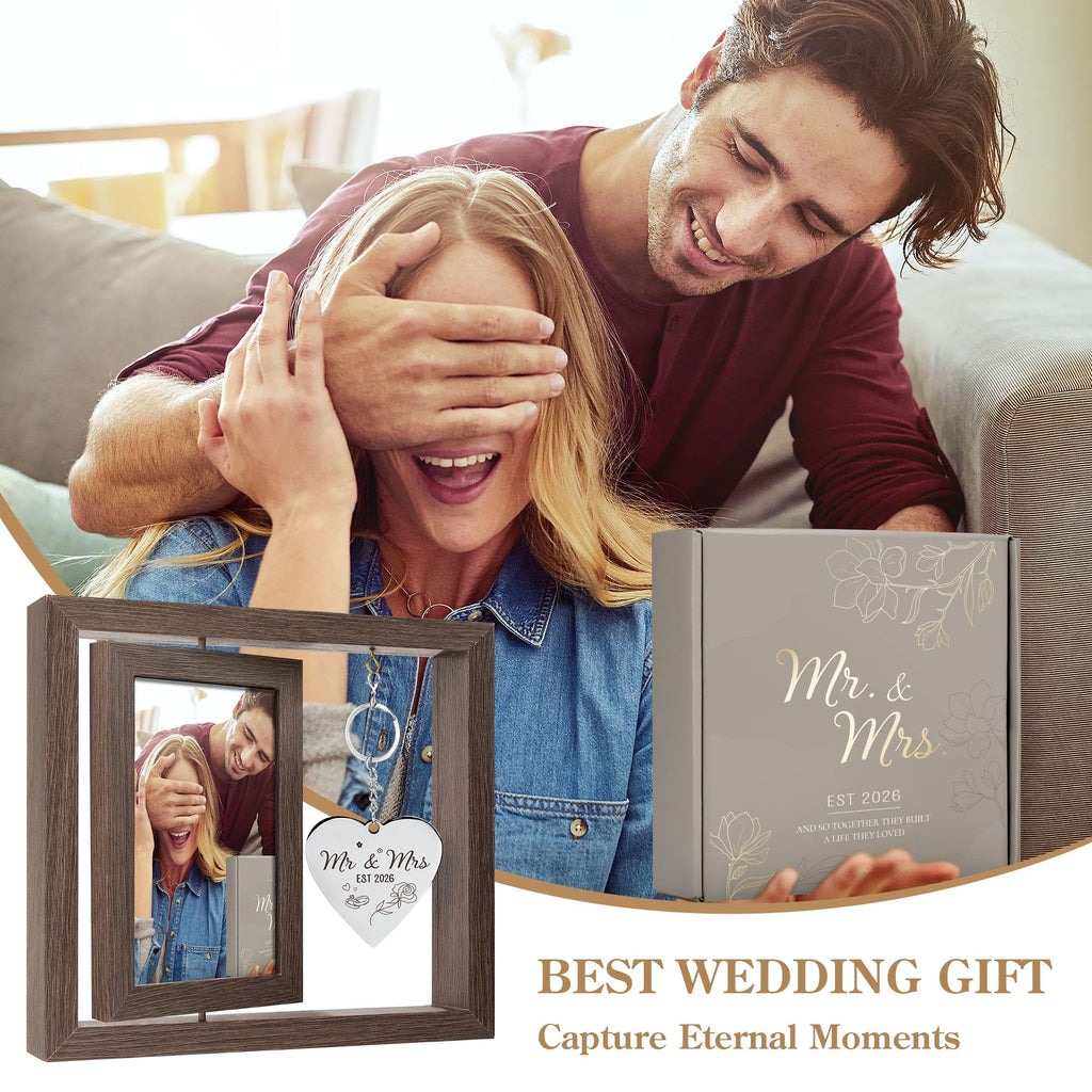 HELORAY Wedding Gifts for Couples Personalized Wedding Gifts for Newlyweds Gift Wedding Picture Frame Mr and Mrs Wedding Presents for Newlyweds Bridal Shower Gift for Bride