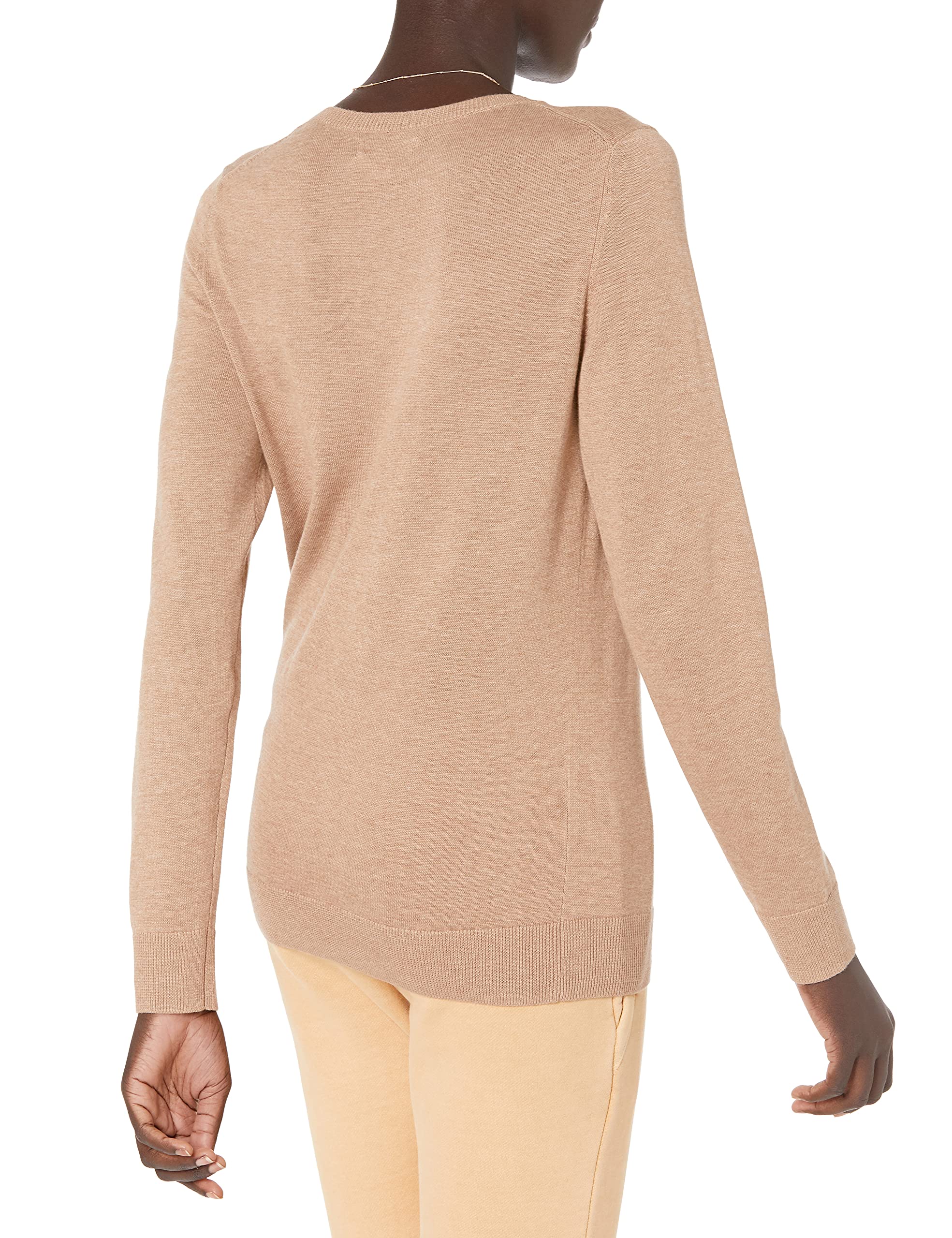Amazon Essentials Women's Long-Sleeve Lightweight Crewneck Sweater (Available in Plus Size), Camel Heather, Medium