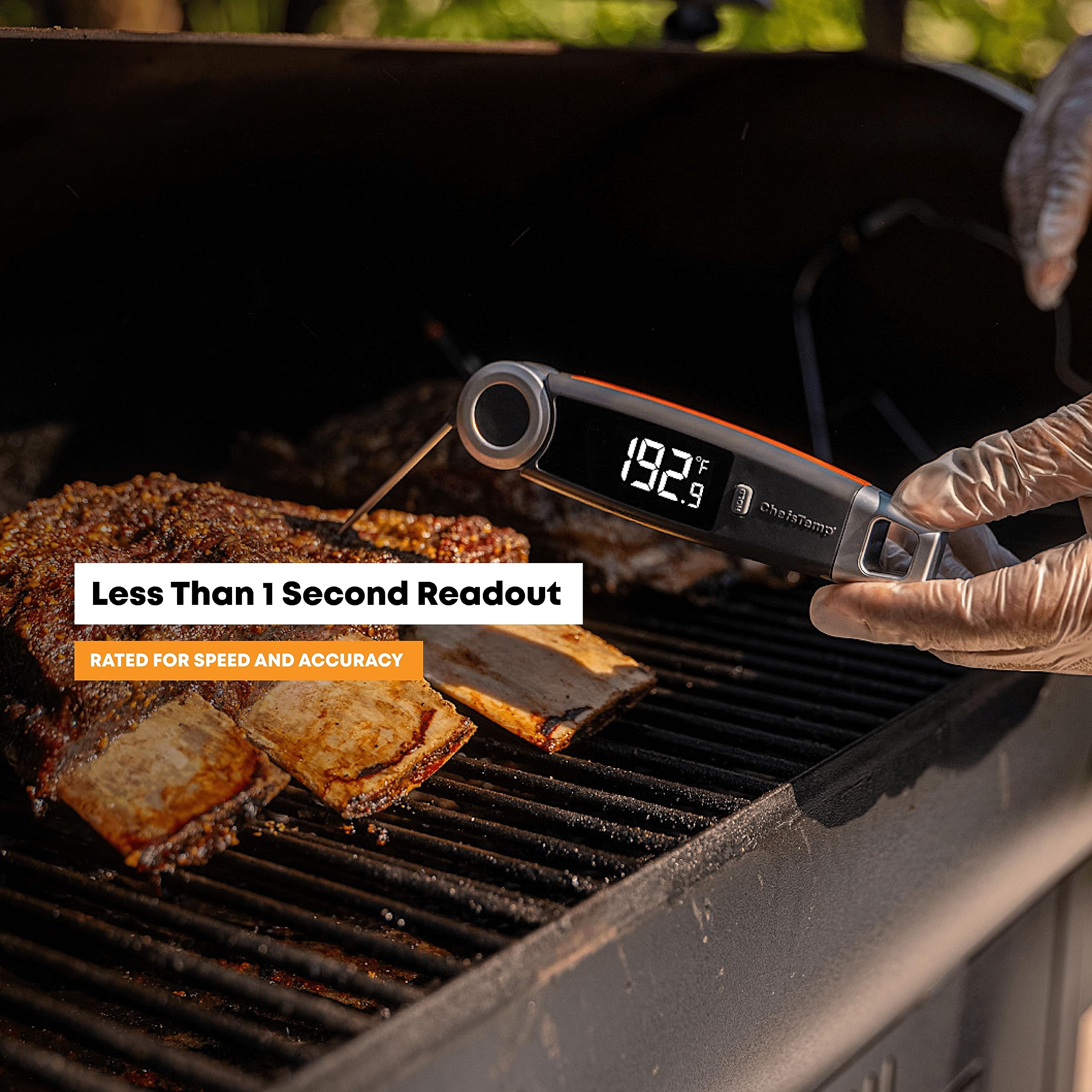 Finaltouch X10 Instant Read Digital Meat Thermometer NSF Certified Waterproof Professional for Cooking Grilling BBQ Baking Candy Oil with Rotating Probe and Backlit Display (Charcoal Gray)