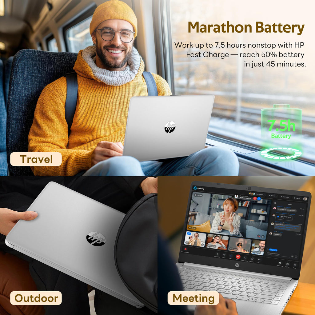 HP Flagship 14" HD Student&Business Laptop with AI Copilot, 13th Gen Intel 4-Core, 4GB RAM, 1.12TB Storage (128GB UFS + 1TB Docking Station), 1 Year Office 365, Wi-Fi 6, Win 11 S, Natural Silver