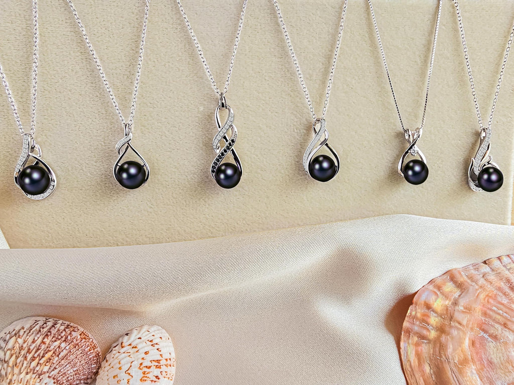 PEARLURA AAA+ 9mm Natural Black pearl necklace for women - Real pearl necklaces for women ( 925 sterling Silver)- Wedding anniversary's gift for wife - Luxury birthday gifts for woman - Birthday gift for wife