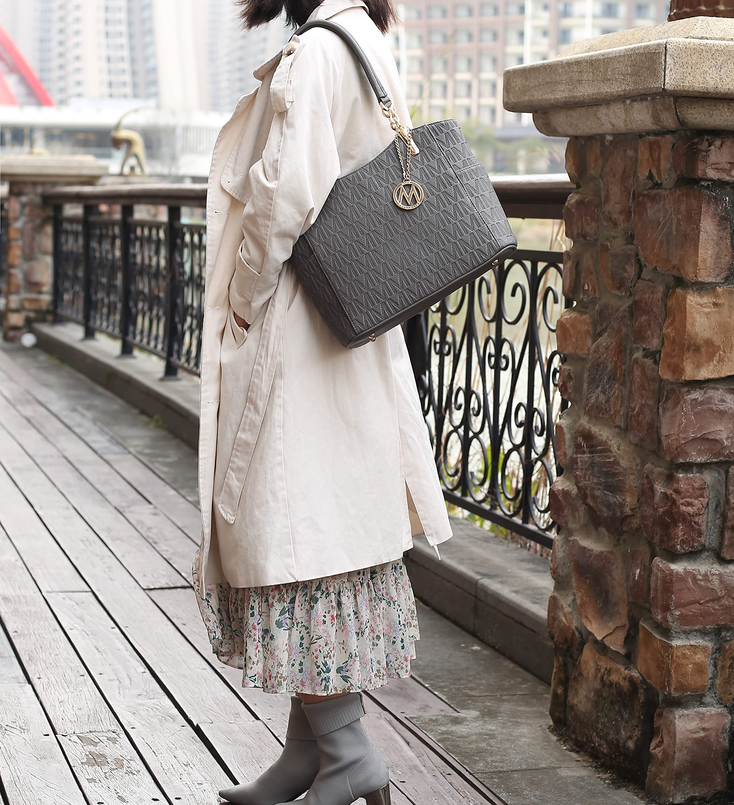 MKF Collection Shoulder Handbag for Women: Vegan Leather Satchel-Tote Bag, Top-Handle Purse, Ladies Pocketbook by Mia K