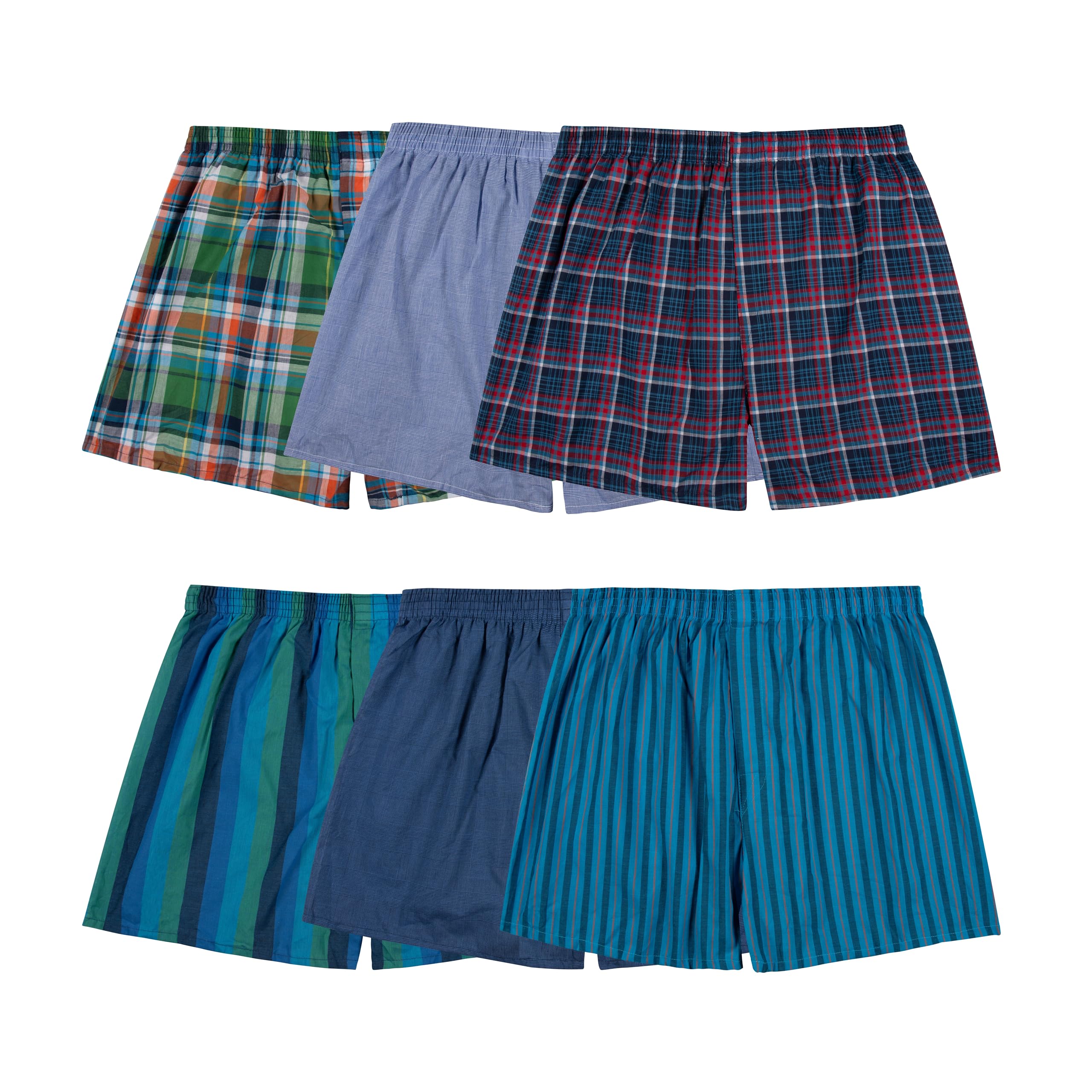 Fruit of The Loom Men's Tag-Free Boxer Shorts (Knit & Woven), Woven - 6 Pack - Assorted Colors, Large