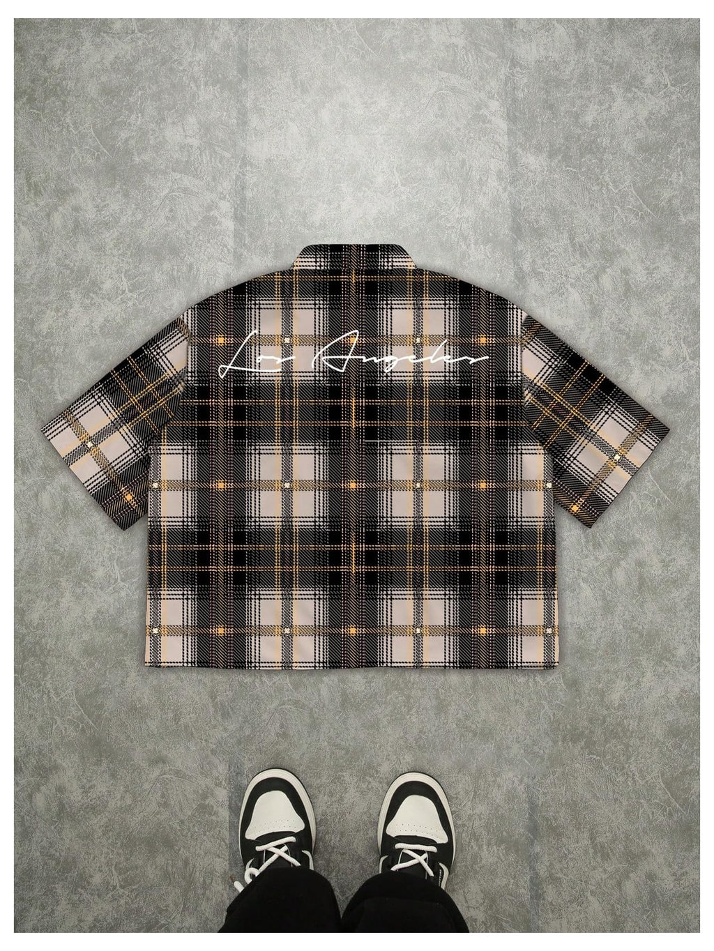 VIPWOLF Men's Plaid Shirts Gingham Short Sleeve Button Down Crop Tee Tops Brown Plaid Large