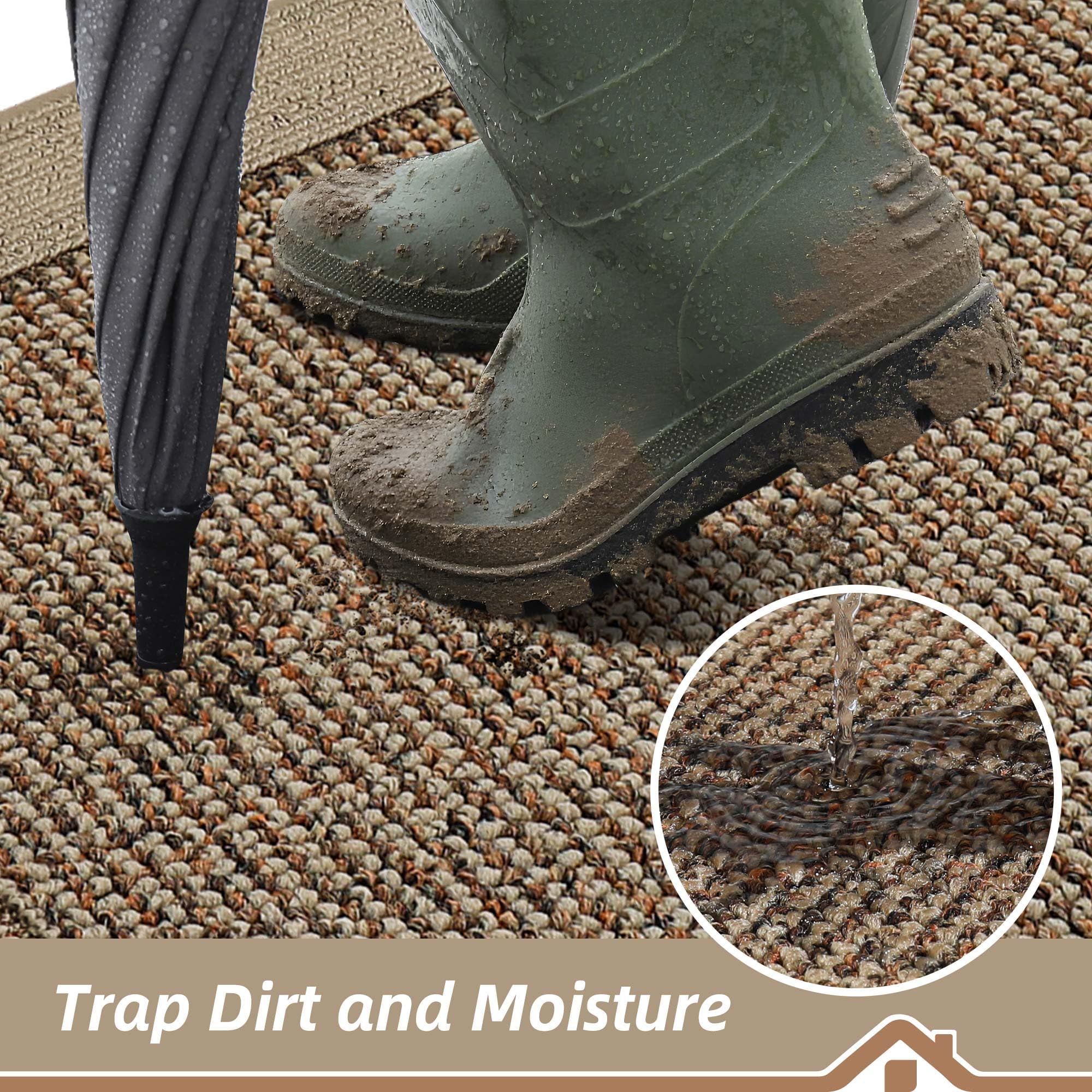 BEQHAUSE Indoor Door Mat 20" x 32", Dirt Trapper Door Mats Non-Slip Entryway Rugs Washable, Resist Dirt Absorbent Welcome Mat, Low Profile Floor Mats for Front Back Door and Entryway, Taupe
