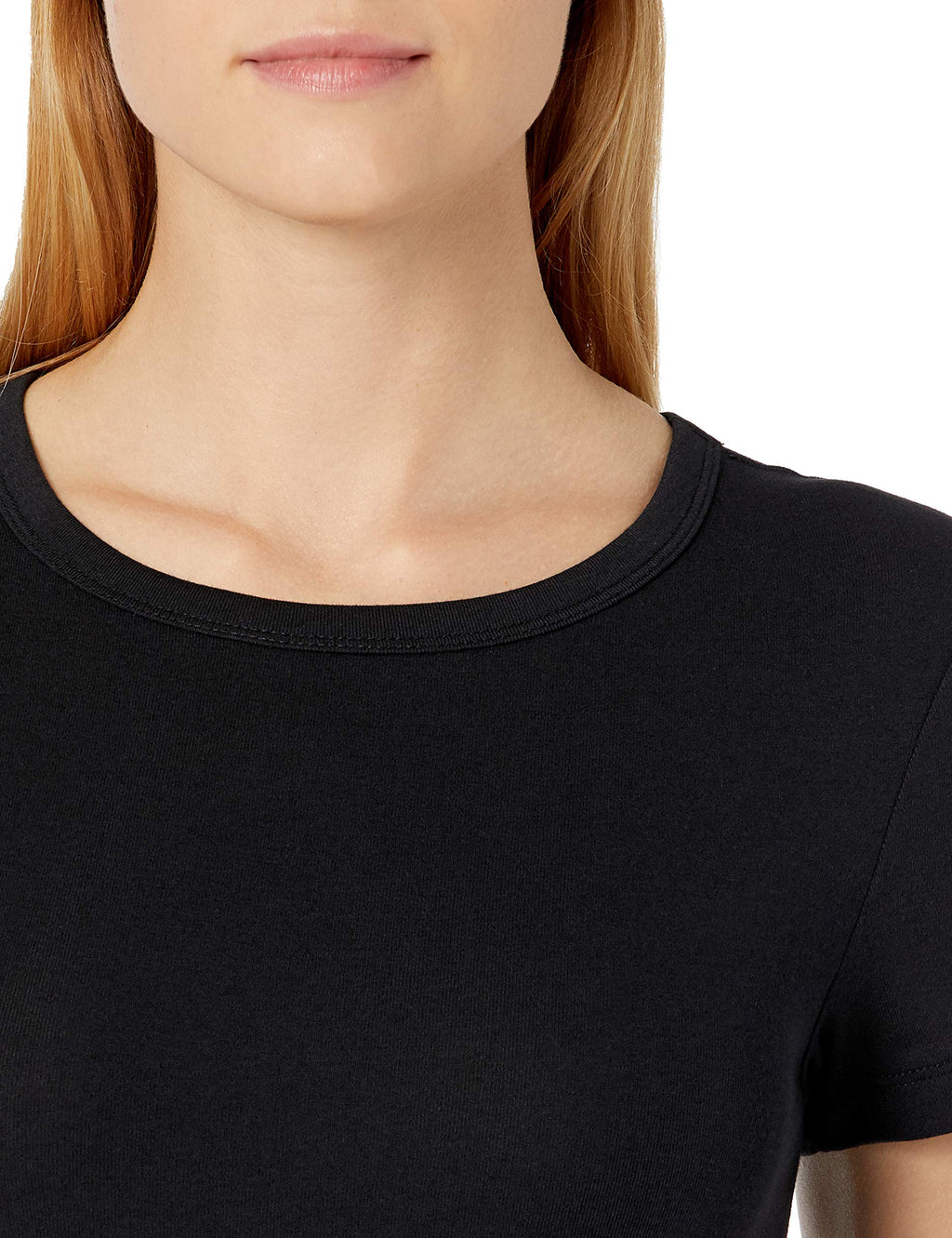 Amazon Essentials Women's Slim-Fit Short-Sleeve Crewneck T-Shirt, Pack of 2, Black/White, Small