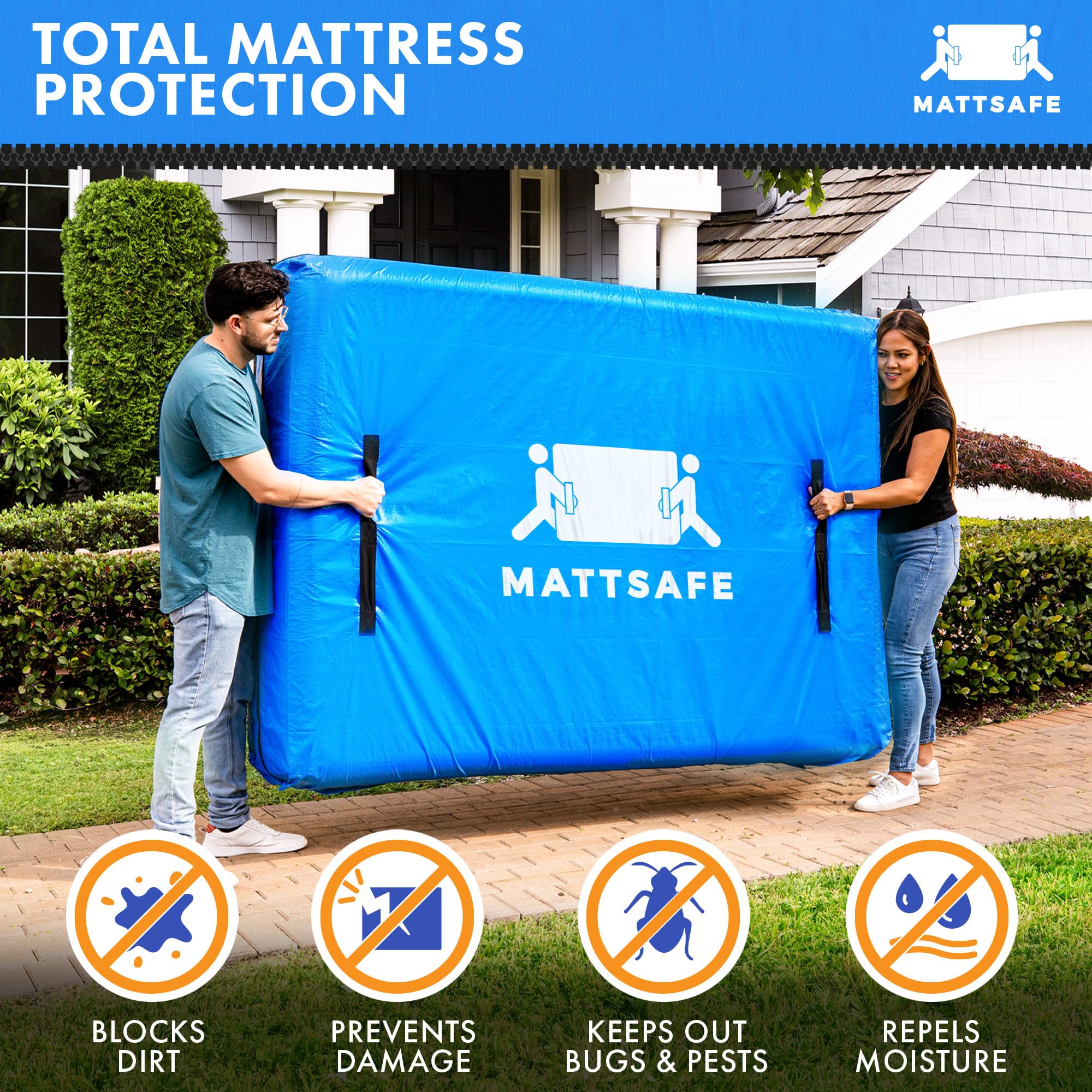 Nordic Elk Mattress Bags for Moving and Storage (King) Heavy Duty Moving Supplies, 8 Sturdy Handles, Strong Zipper, Mattress Cover Bed Bags, Storage Cover Essentials Packing Protector