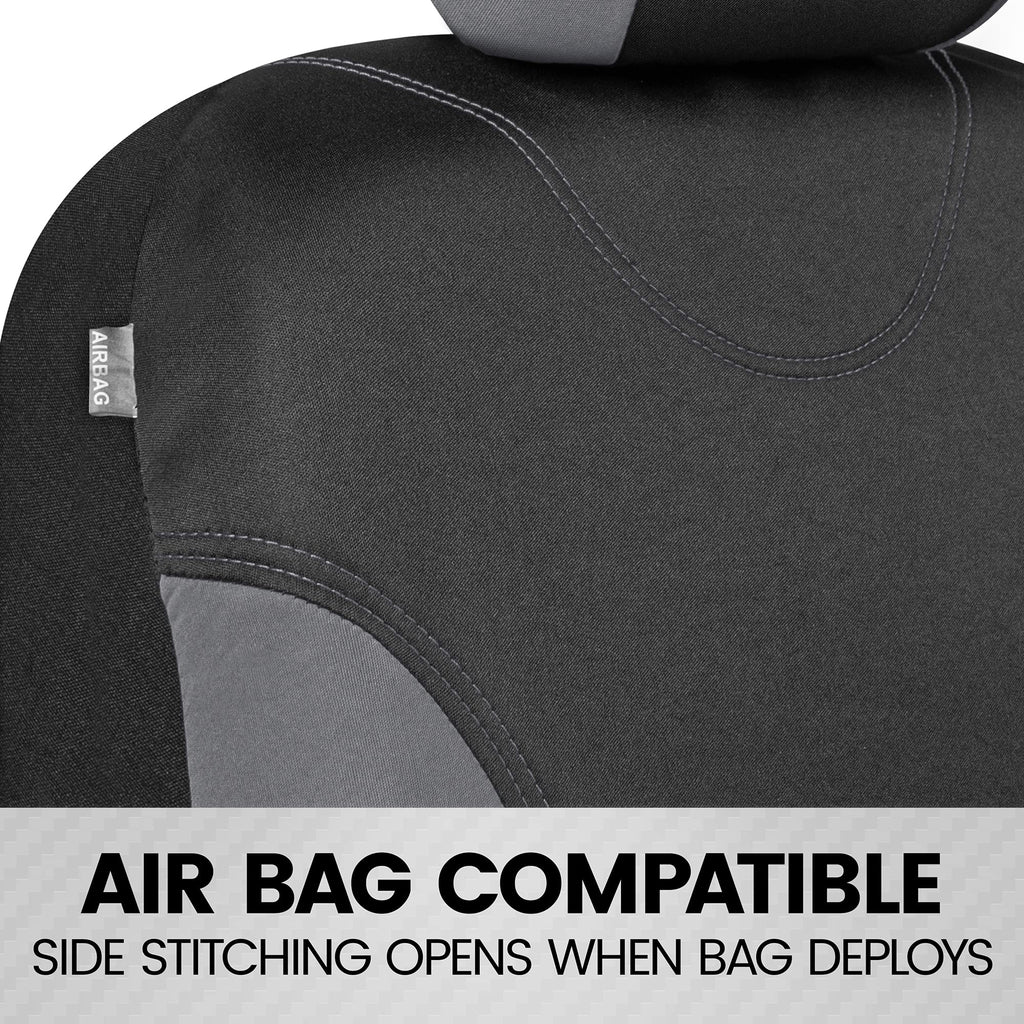 BDK UltraSleek Gray Seat Covers for Cars, Two-Tone Front Seat Covers with Matching Back Car Seat Cover, Made to Fit Most Auto Truck Van SUV, Interior Car Accessories, Car Seat Covers Full Set - Gray