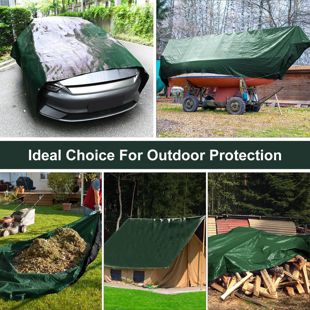 Patiobay Tarp 12x16 Feet, 20 Mil Large Waterproof Tarps Heavy Duty with Brass Grommets, Thick Plastic Tarp, UV Resistant Tear&Fade Resistant, Reinforced Edges for Outdoor Pool Car Camp Tent