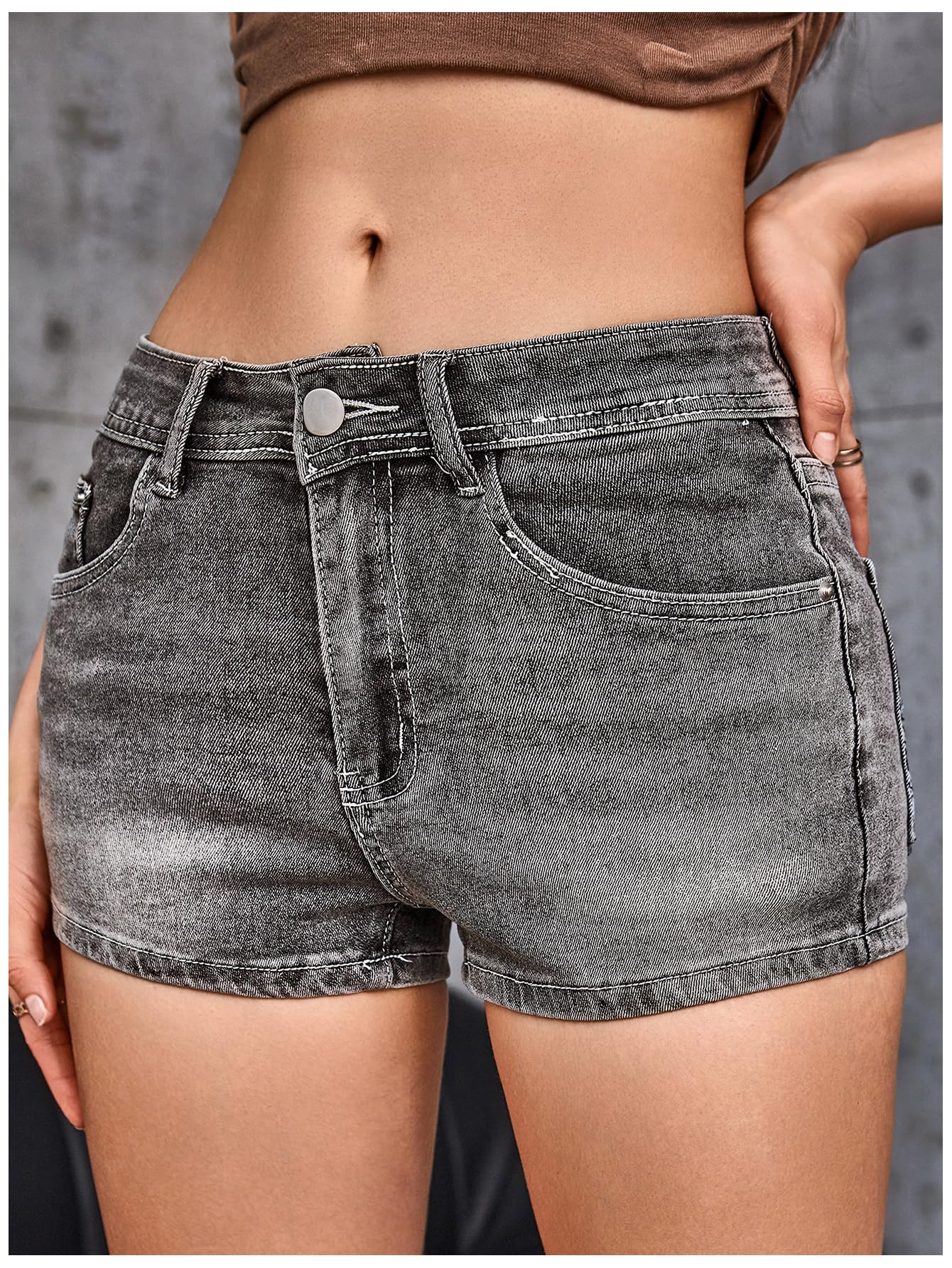 WDIRARA Women's Cross Embroidery Rhinestone Denim Shorts Y2k Grunge Punk Jean Shorts