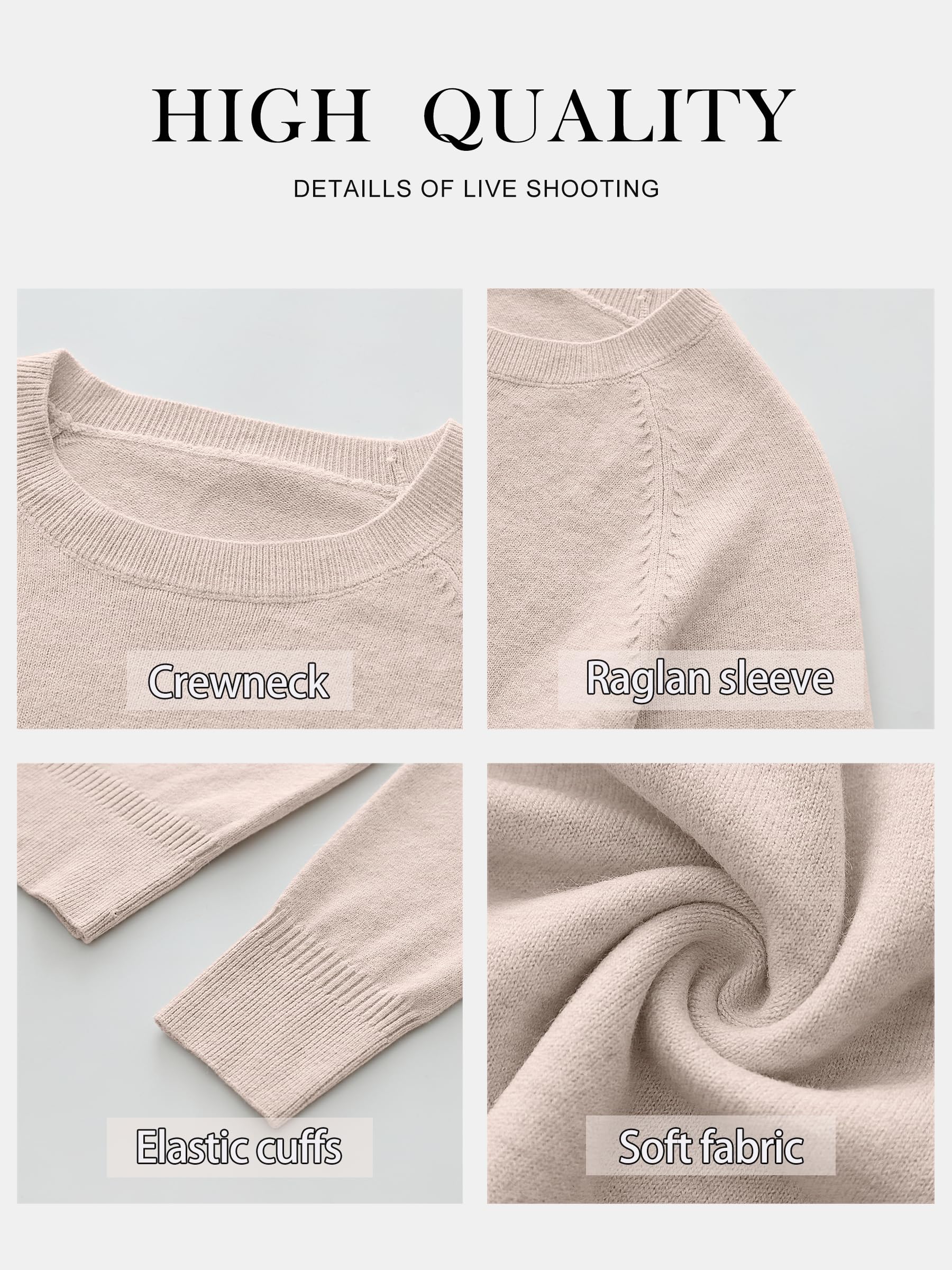 ANRABESS Sweaters for Women 2025 Long Sleeve Crewneck Loose Fit Lightweight Knit Basic Fall Sweater Outfits Almond S