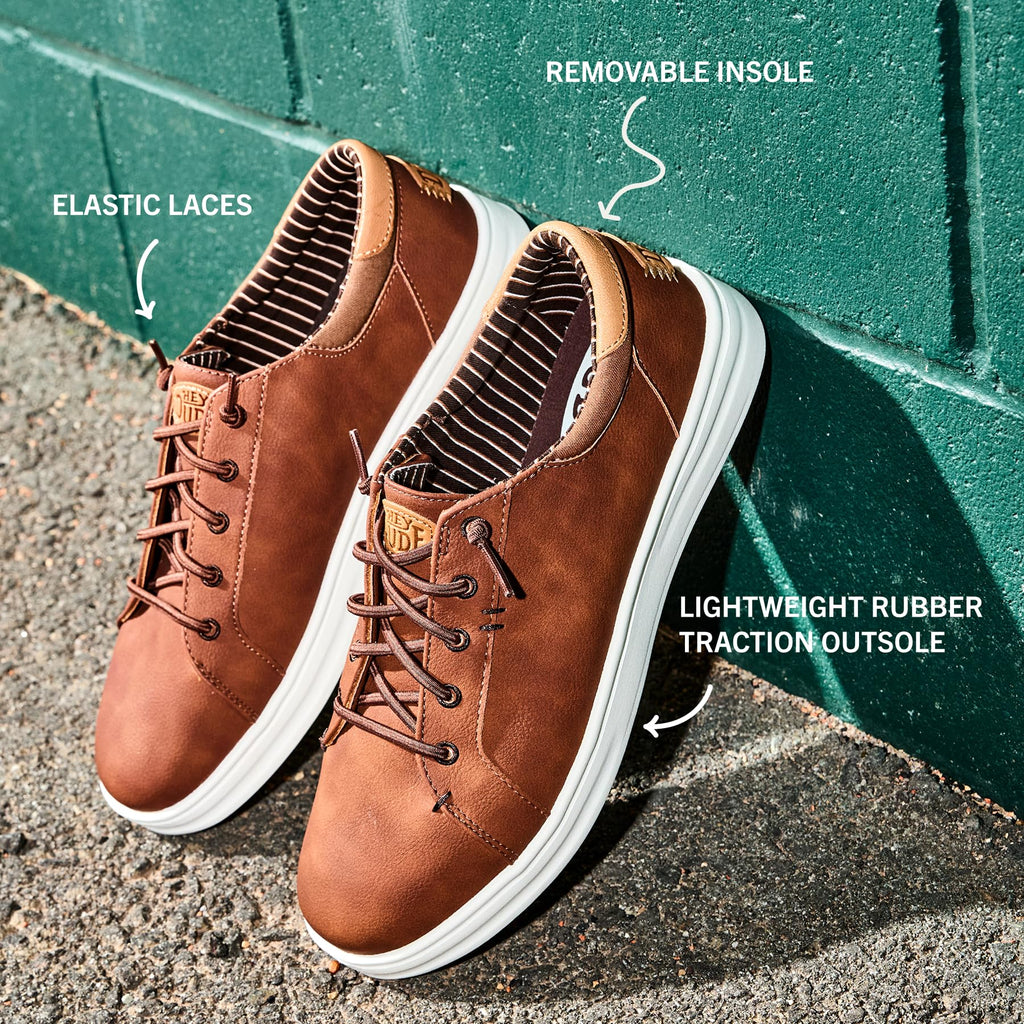 HEYDUDE Men’s Paul Pro, Cognac Size 9 | Lightweight Slip On Shoes for Men | Casual Sneakers | Comfortable & Breathable Everyday Footwear