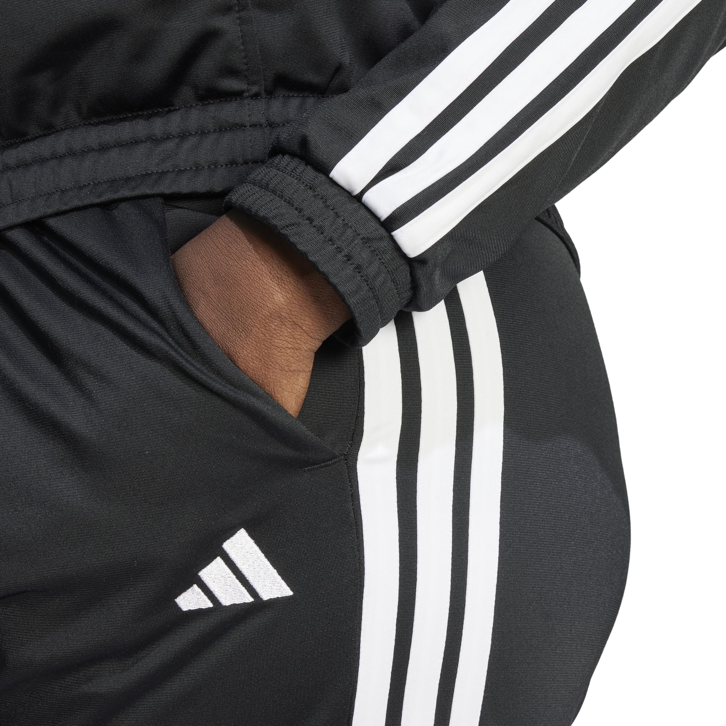Adidas Womens Tricot 3-Stripes Track Pants, Black/White, Large