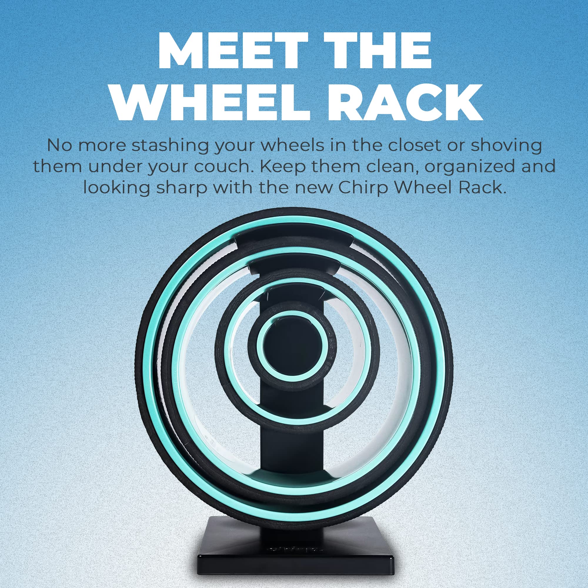 Chirp Wheel Rack - Storage for Muscle Massage Rollers, Secure & Easy Storage for All 4 Roller Sizes (Wheels Not Included)