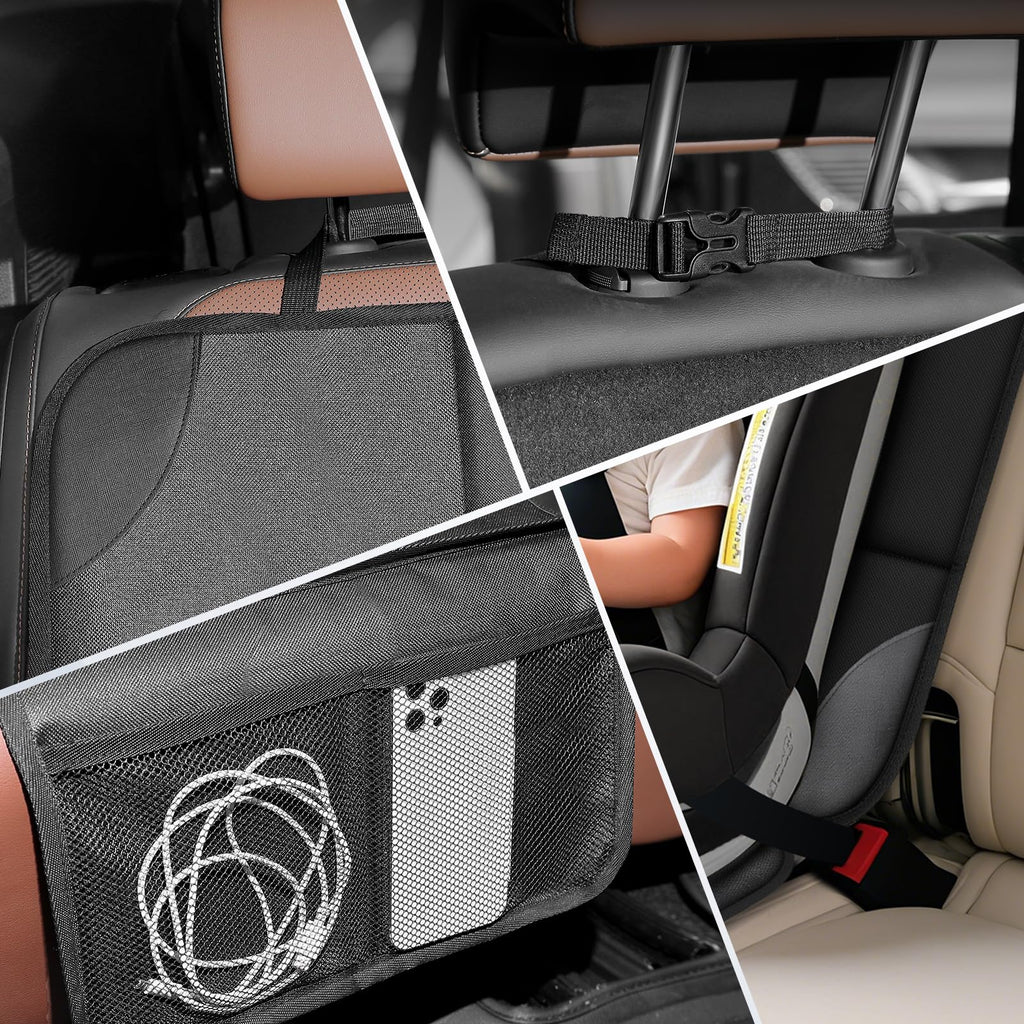 Car seat Protector 2 mesh Pocket Waterproof car seat Covers, Universal Size, Baby, pet, Children's car seat Protector, Anti Slip Bottom (1 piece)