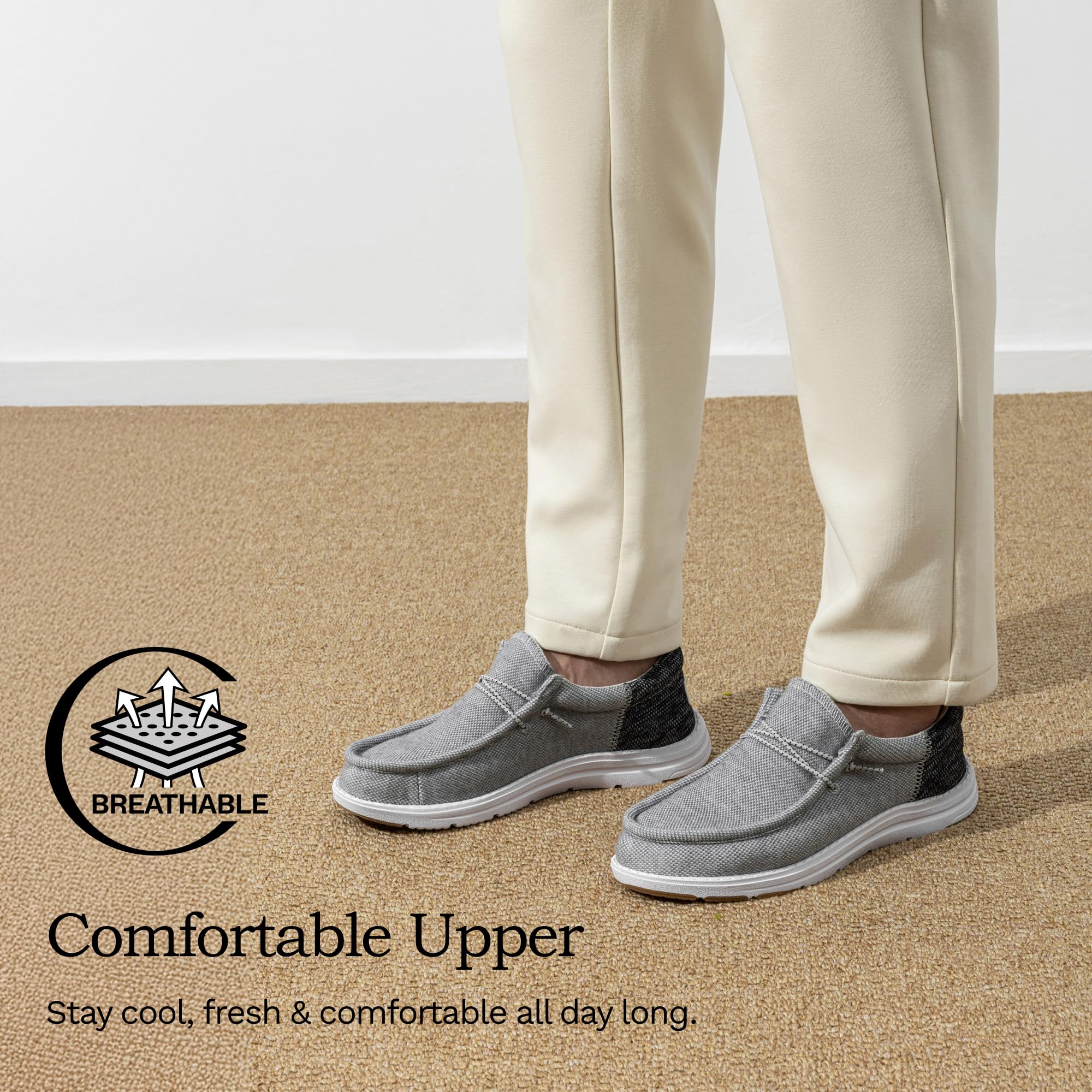 Bruno Marc Men's Arch Support Casual Slip-on Shoes Loafers for Men Non Slip Comfortable Boat Shoes,Size 12,Grey,SBLS2302M