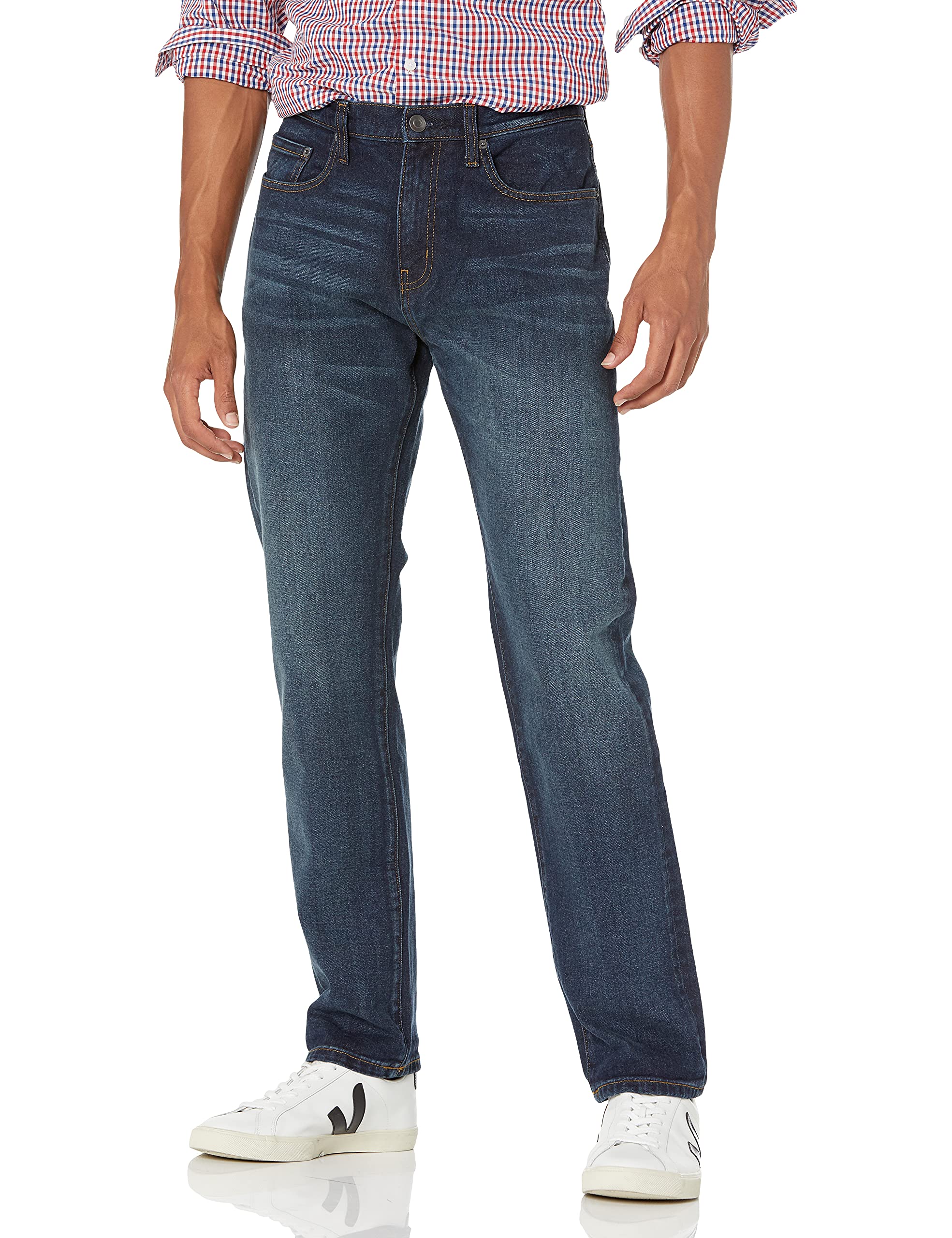 Amazon Essentials Men's Athletic-Fit Stretch Jeans - Discontinued Colors, Dark Wash, 33W x 32L