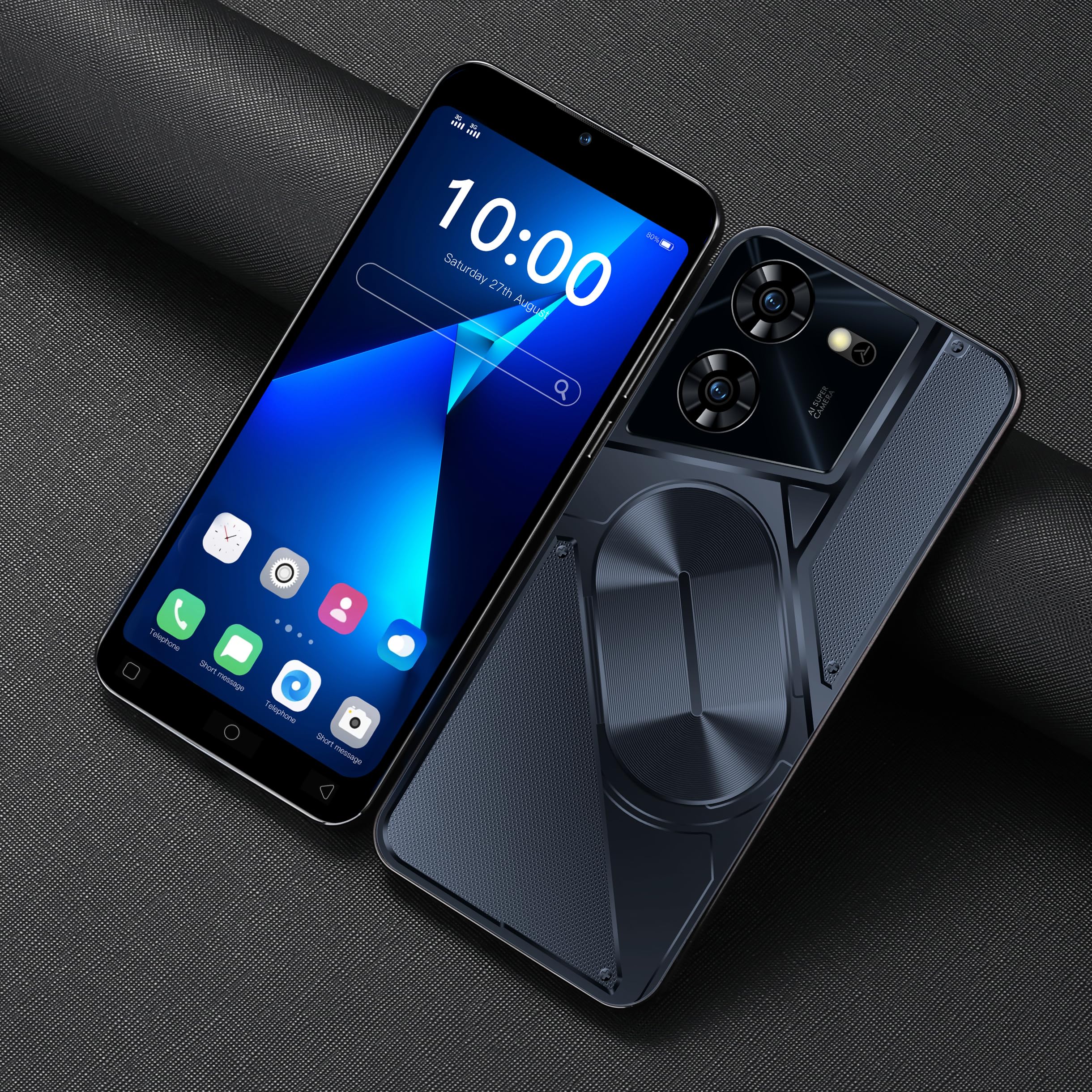 TryFirst Smartphone has 5.0inch HD Screen,Dual SIM Dual Camera, Quad Core, 16GB ROM【Expandable up to 128GB】, Support WiFi/Bluetooth/FM, Unlocked 3G Phones (Pova5Pro-Black)