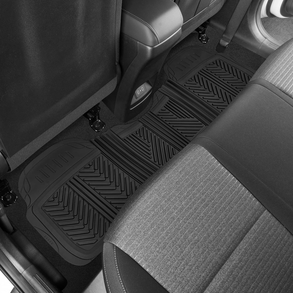 Motor Trend FlexTough Performance All Weather Rubber Car Floor Mats - 3 Piece Floor Mats Automotive Liners for Cars Truck SUV, Heavy-Duty Waterproof (Black)