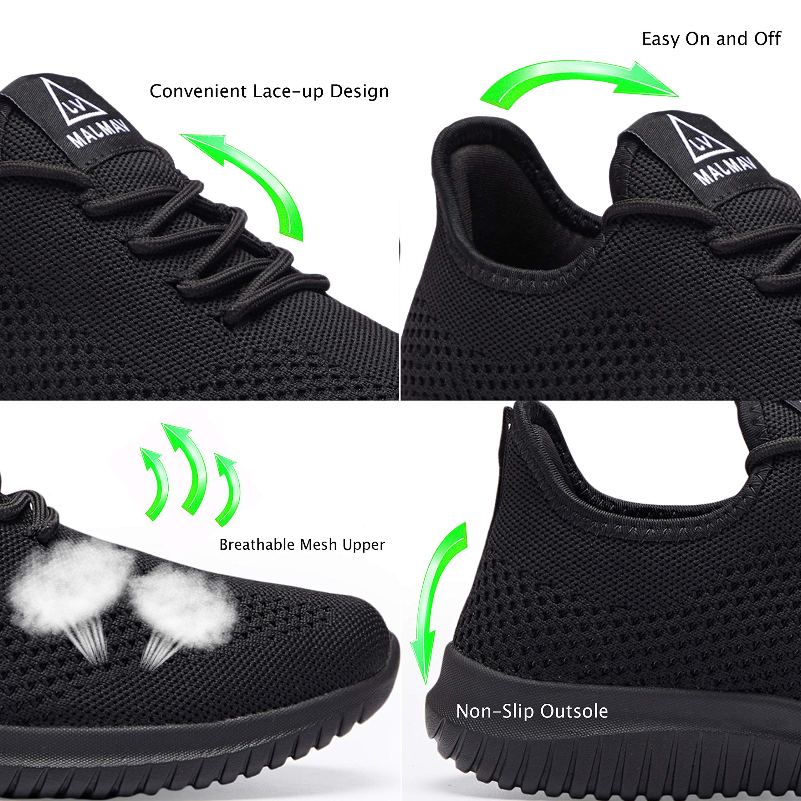 VAMJAM Men's Running Shoes Ultra Lightweight Breathable Walking Shoes Non Slip Athletic Fashion Sneakers Mesh Workout Casual Sports Shoes All Black Size 6.5