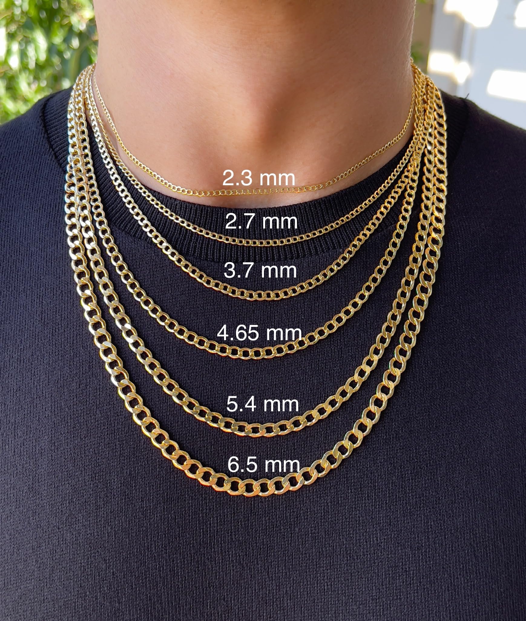 JEWELHEART 14K Gold Cuban Link Chain Men - 2.3mm Diamond Cut Open Link Thick Cuban Curb Chain - Yellow Real Gold Chain Necklace For Women with Lobster Clasp 16"