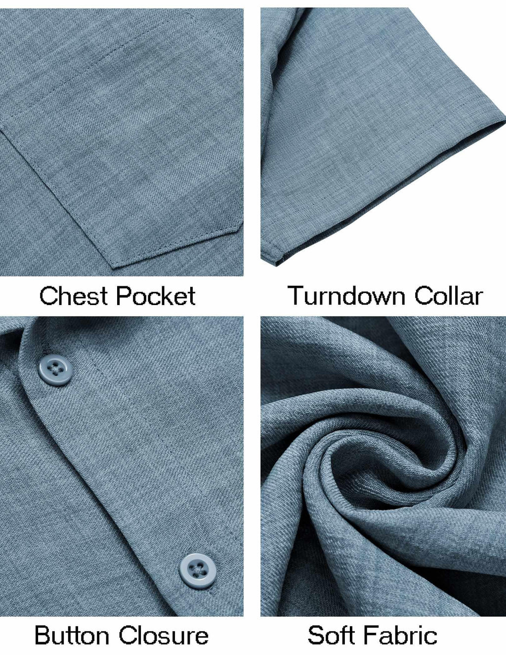 COOFANDY Beach Shirts for Men Short Sleeve Button Up Untucked Linen Summer Shirts Dark Blue