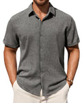 Alimens & Gentle Mens Linen Shirt Gray Short Sleeve Button Down Casual Lightweight Vacation Resort Workwear XXXXL