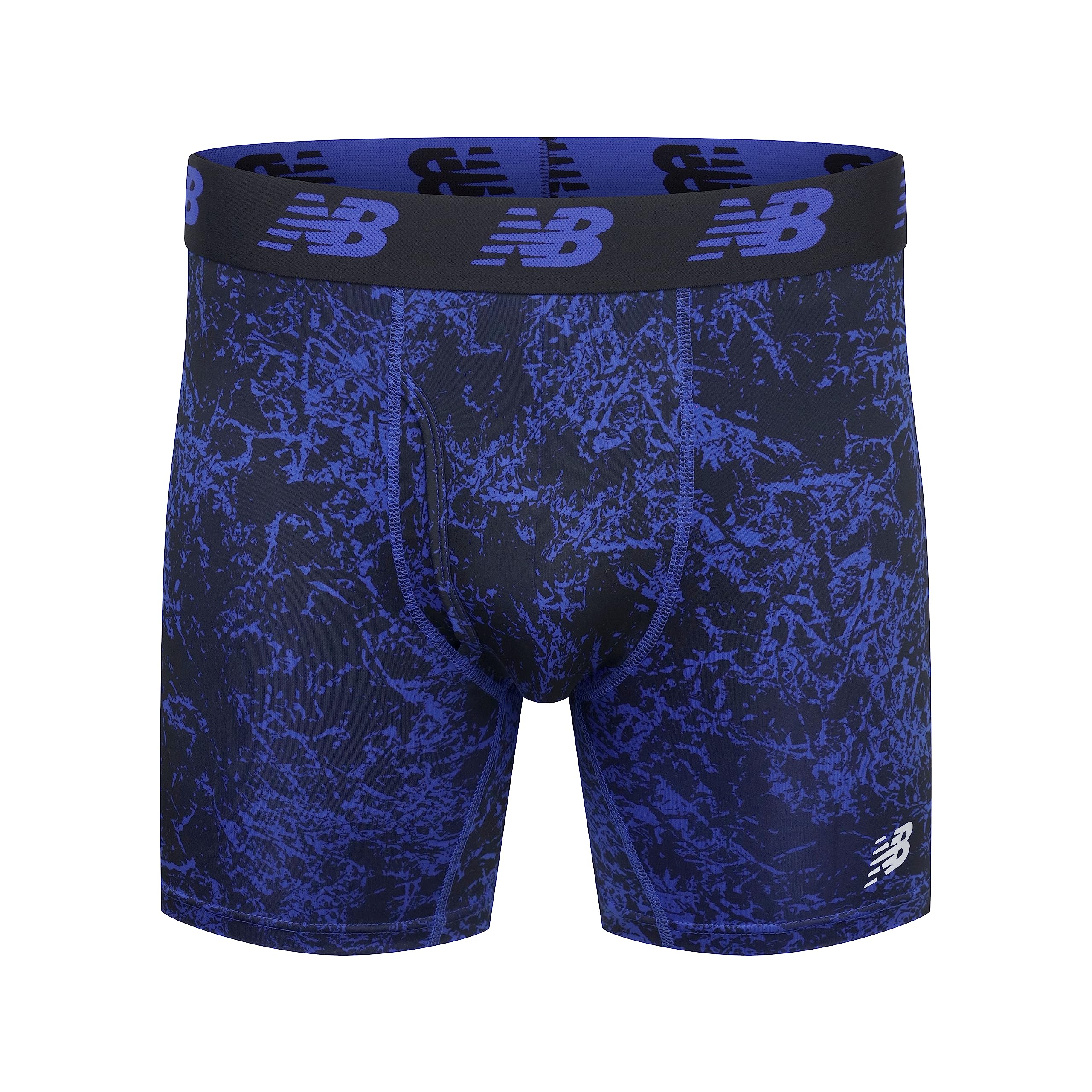 New Balance Men's Performance Boxer Briefs with Fly, Breathable Stretch Underwear, Moisture Wicking, Soft Waistband (3 Pack), Cadet/Team Royal/Royal, Medium