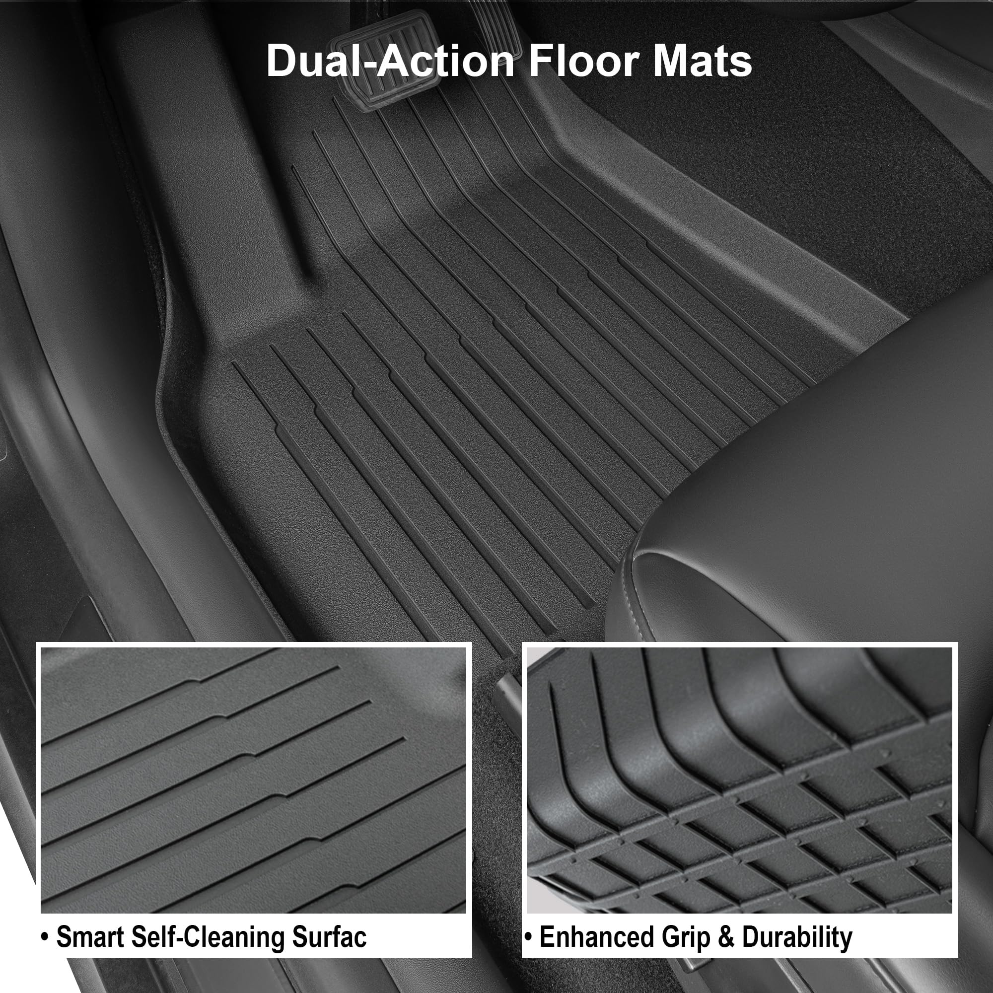 SUPER LINER Tesla Model Y Floor Mats 2021-2024 | Custom Fit All-Weather 9-Piece Set TPE Material |Full Coverage Floor Mats Back Seat Protector, Cargo Liner, Trunk & Interior Accessories
