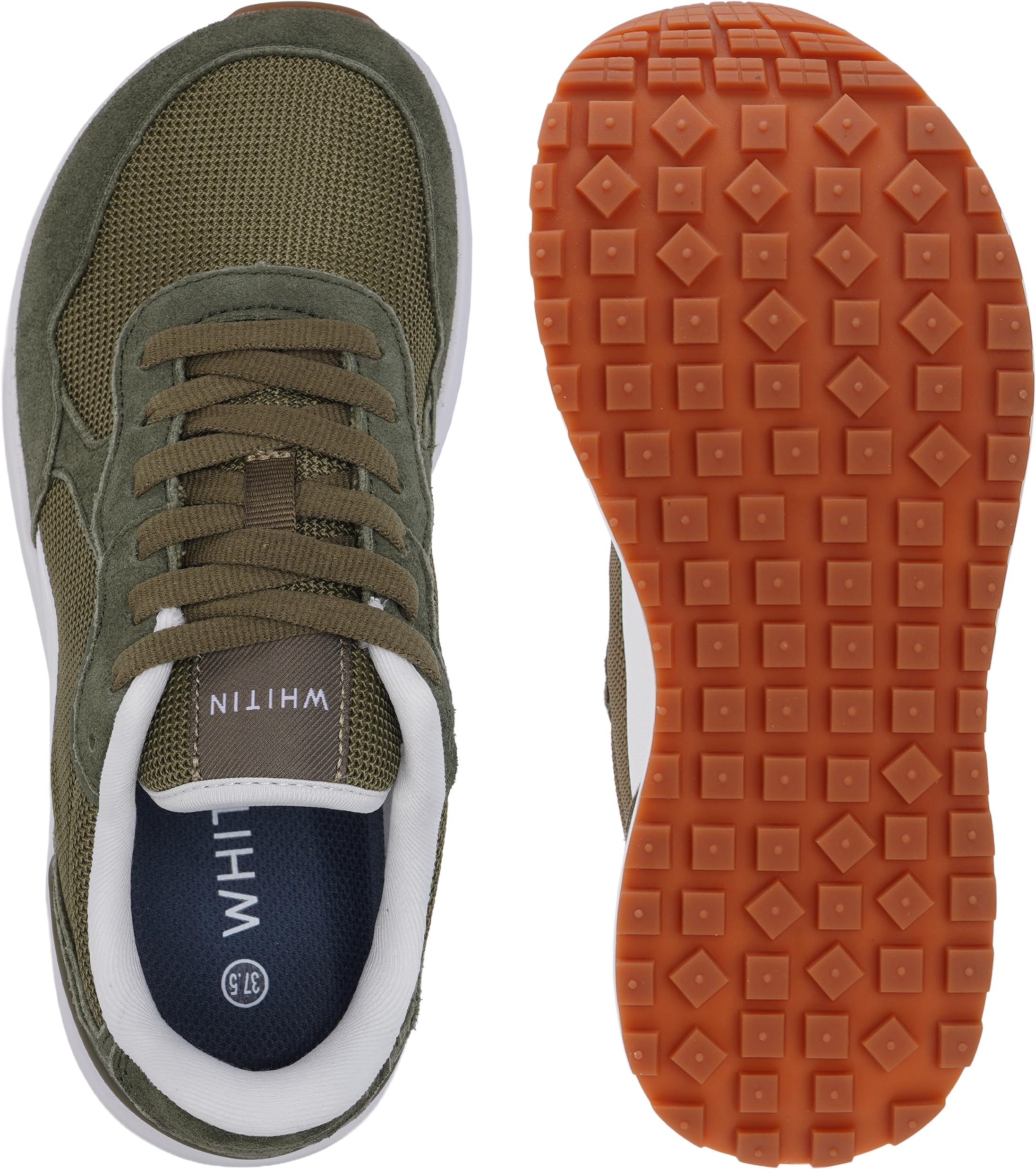 WHITIN Women's Wide Width Walking Shoes Retro-Inspired Suede Sneakers Size 8.5 Cushioning Cross Jogging Fashion Comfortable Green 39