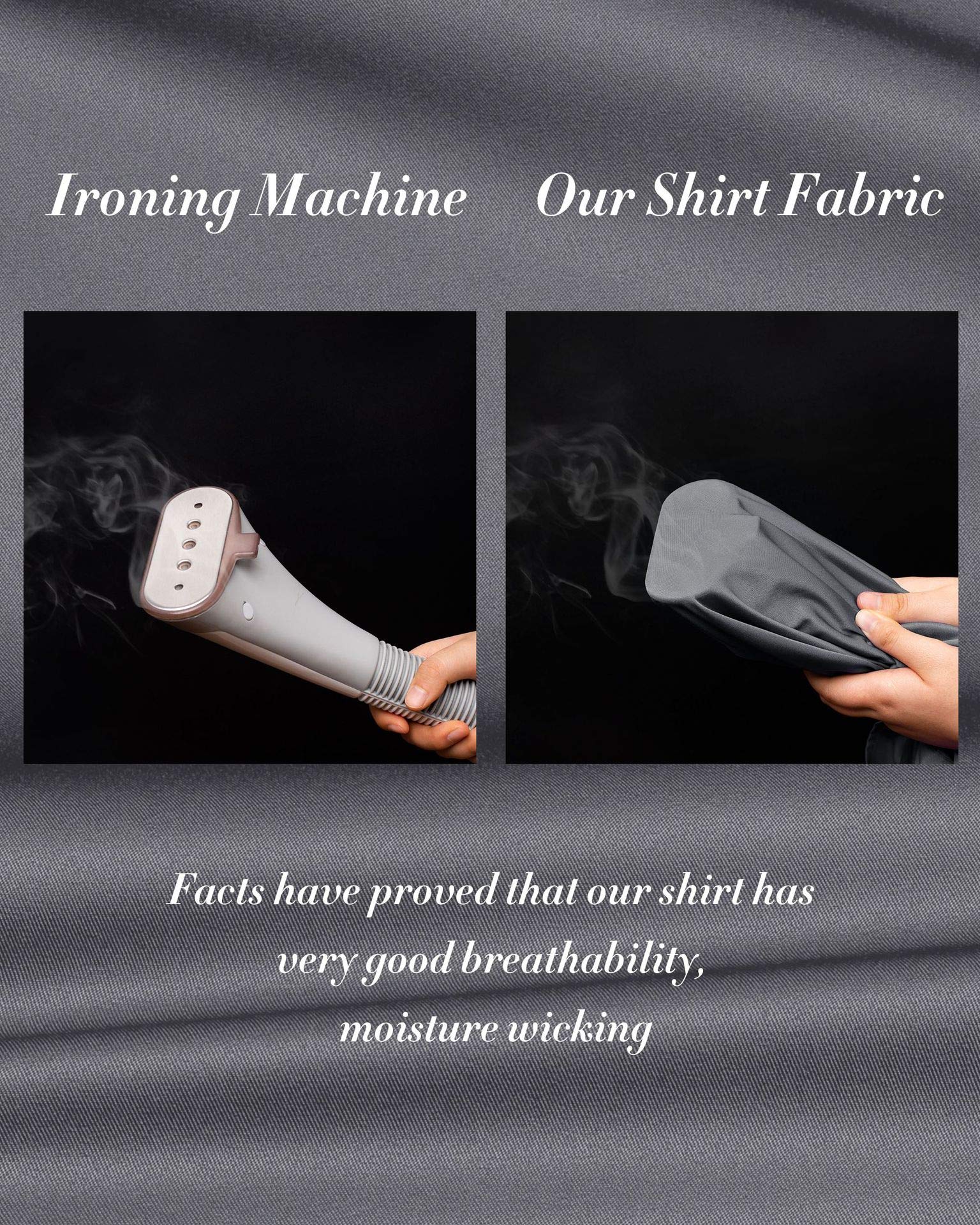J.VER Mens Dress Shirts Stretch Wrinkle Free Button Down Shirt Casual Long Sleeve Business Formal Stylish Tops Grey Small
