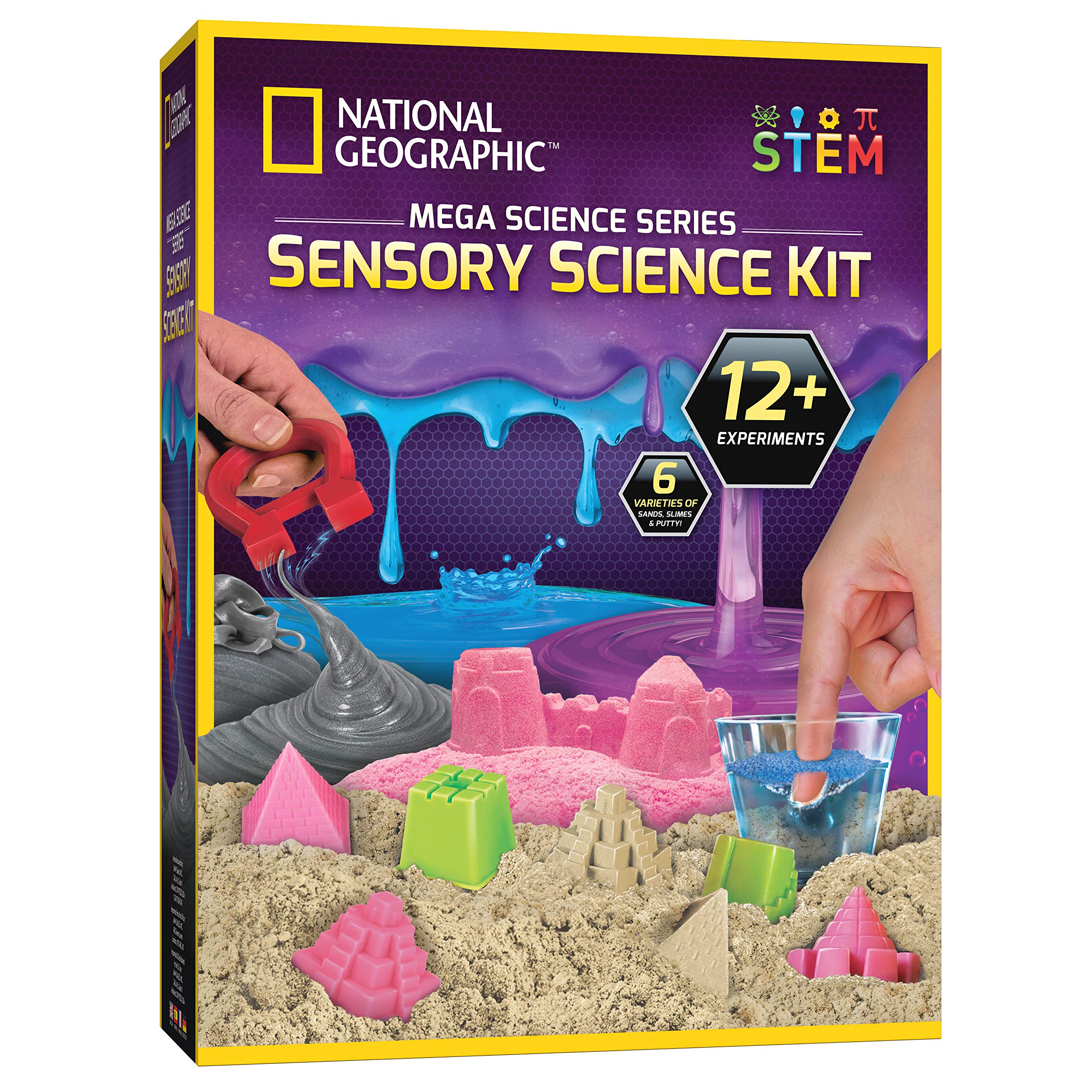 National Geographic Sensory Science Kit - Mega Science Kit, Includes Sensory Play Sand for Kids, Slime, Putty, and Other Projects, Slime Kit for Boys and Girls, Stress Relief Toy (Amazon Exclusive)