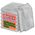 6PCS Double-Layer Wire Dishcloth, Non-Scratch Wire Dishwashing Rags, Multipurpose Wire Cleaning Cloths for Home/Kitchen(7.87''x7.87'')